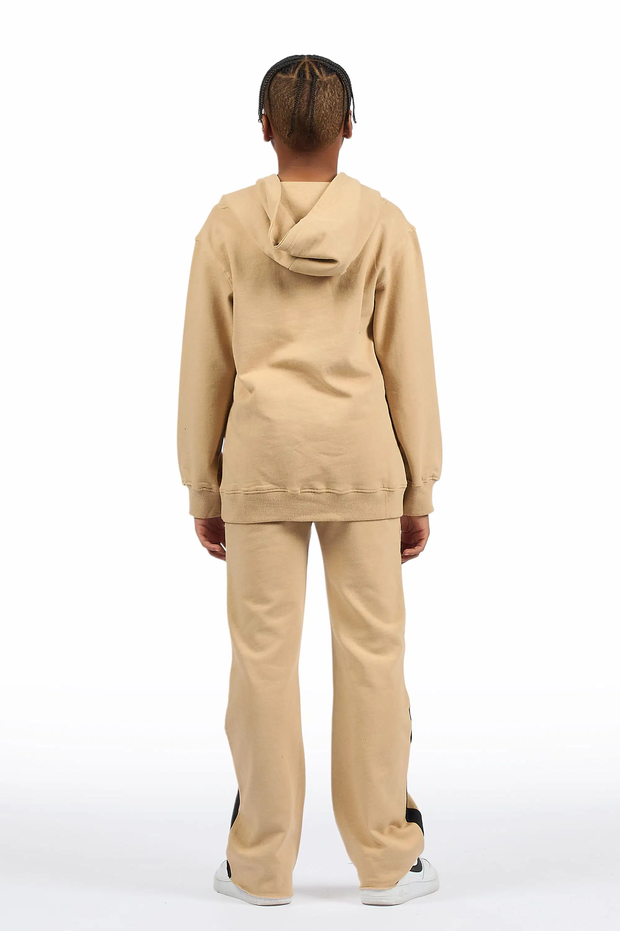 Boys Dreamer Beige/Black Hoodie/Stacked Flare Track Set - Image 4