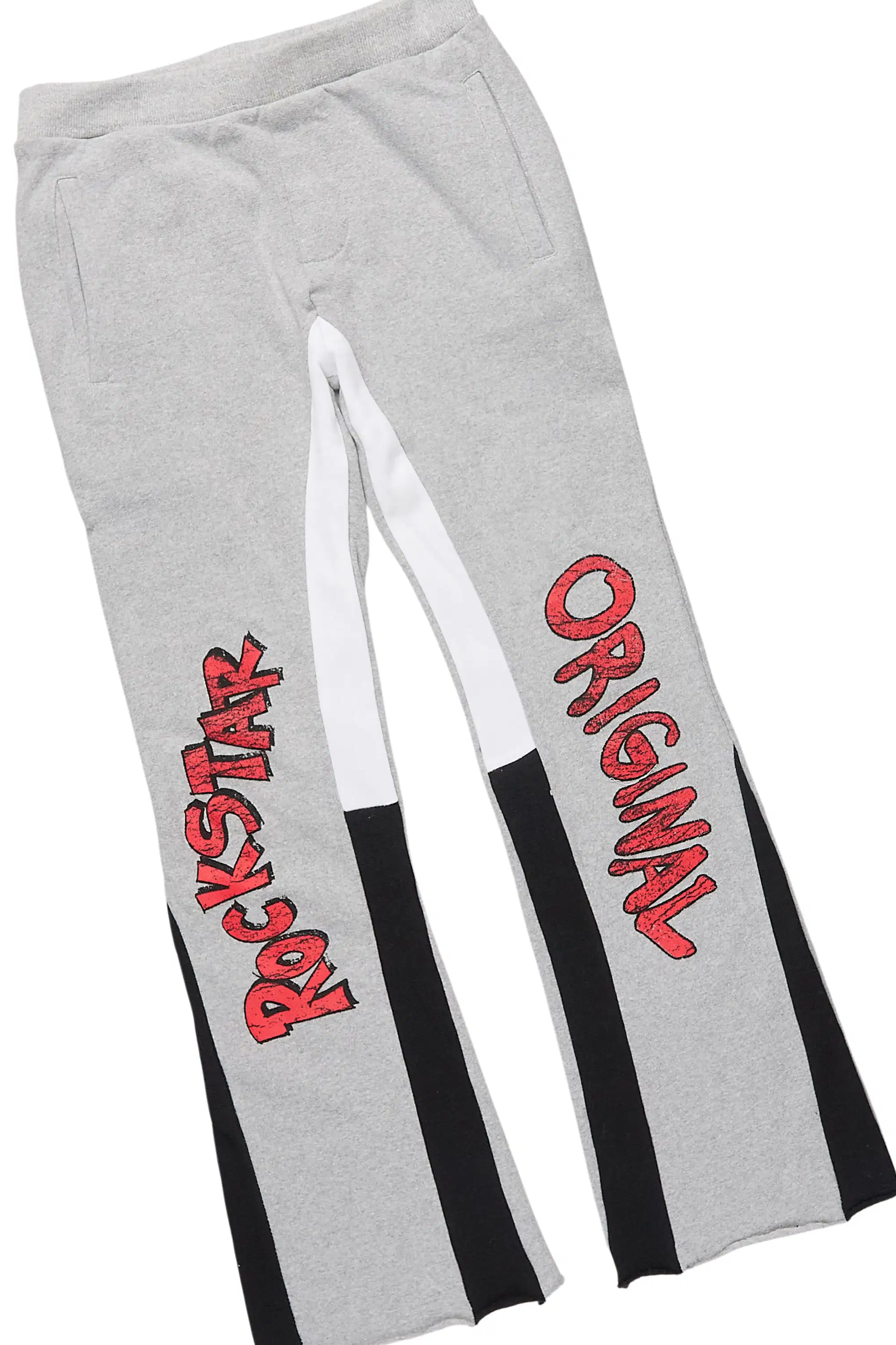 Boys Caevon Heather Grey/Multi Hoodie/Stacked Flare Track Set - Image 3
