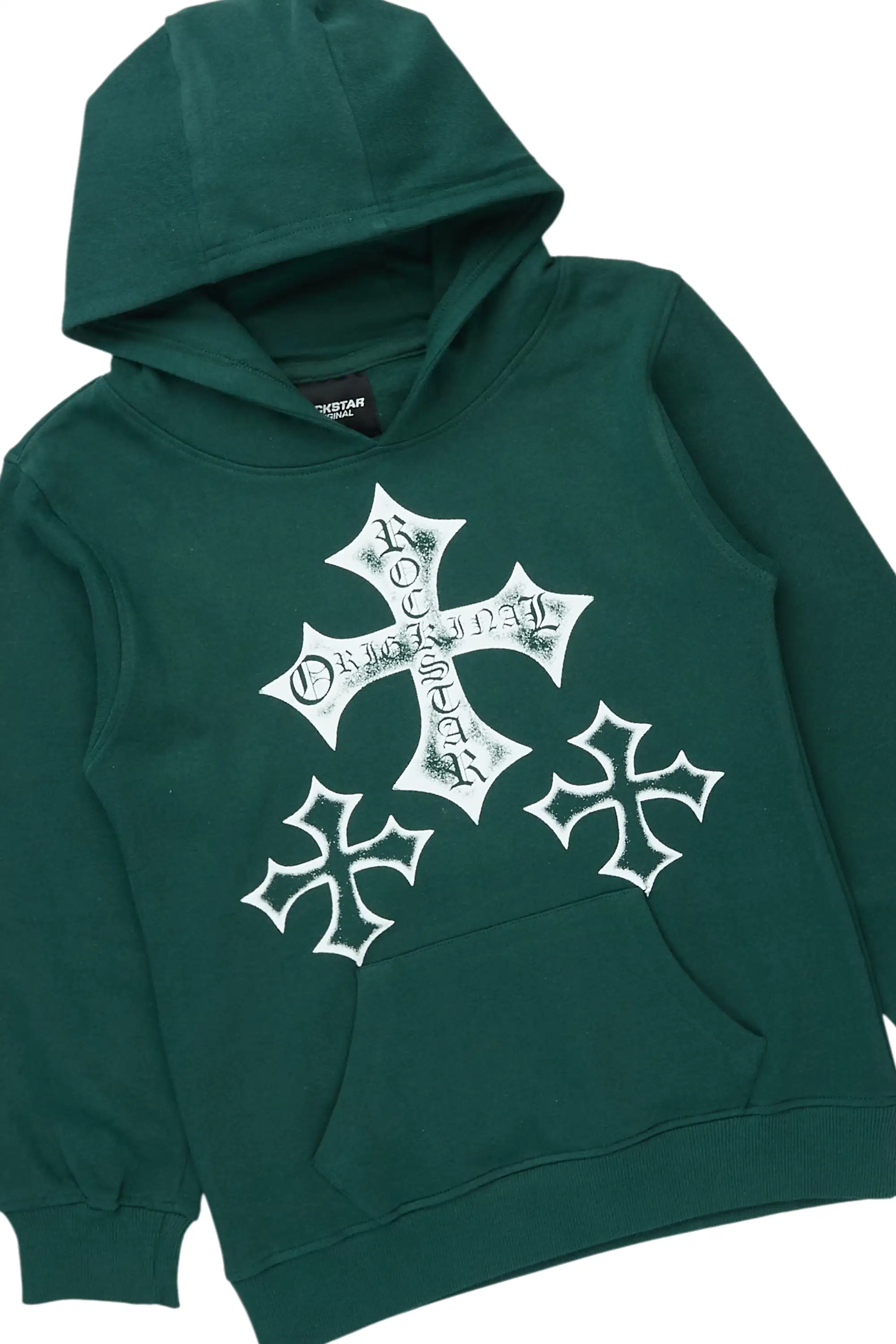 Boys Marizon Green/White Hoodie/Stacked Flare Track Set - Image 6