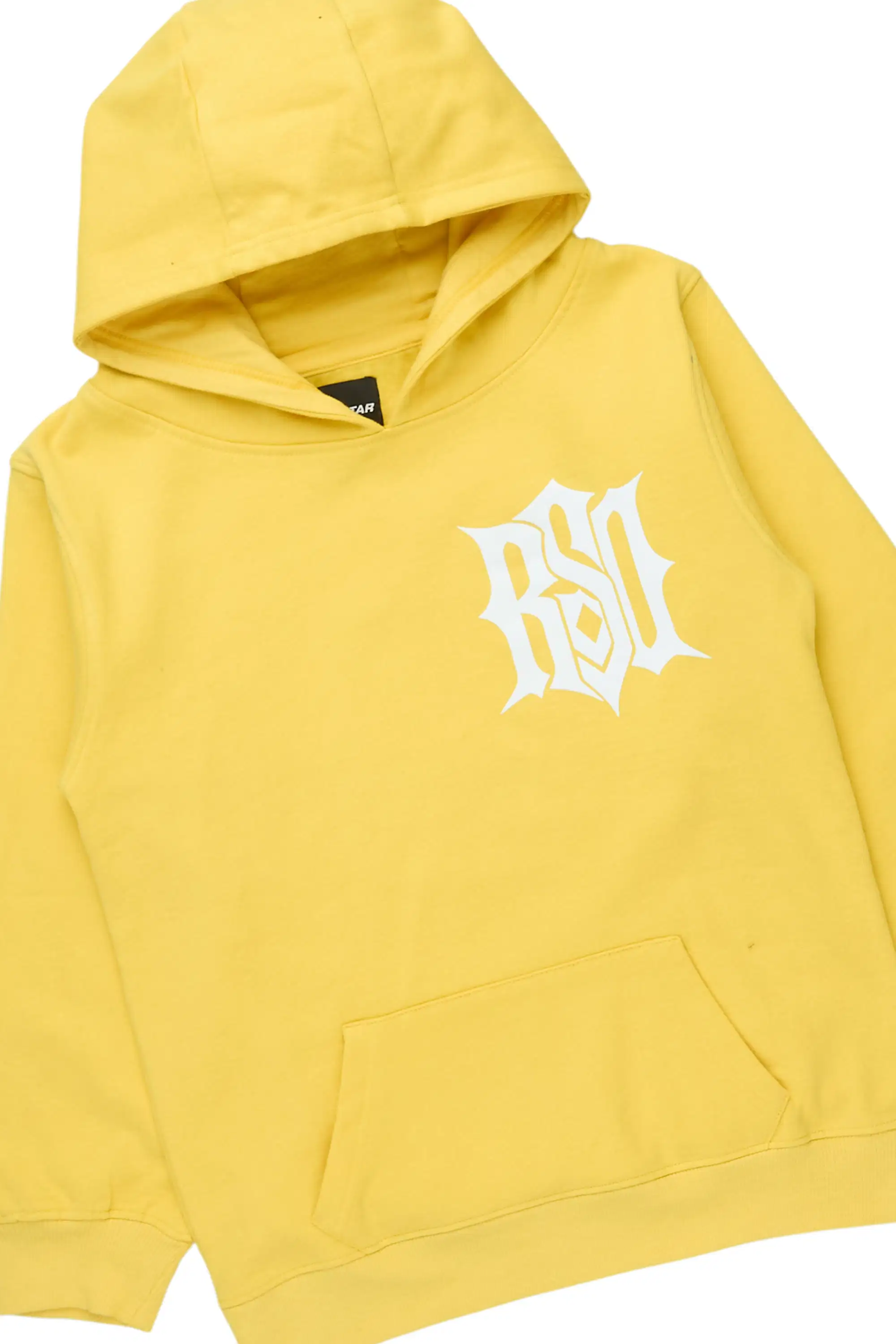 Boys Lyrex Yellow/White Hoodie/Stacked Flare Track Set - Image 6