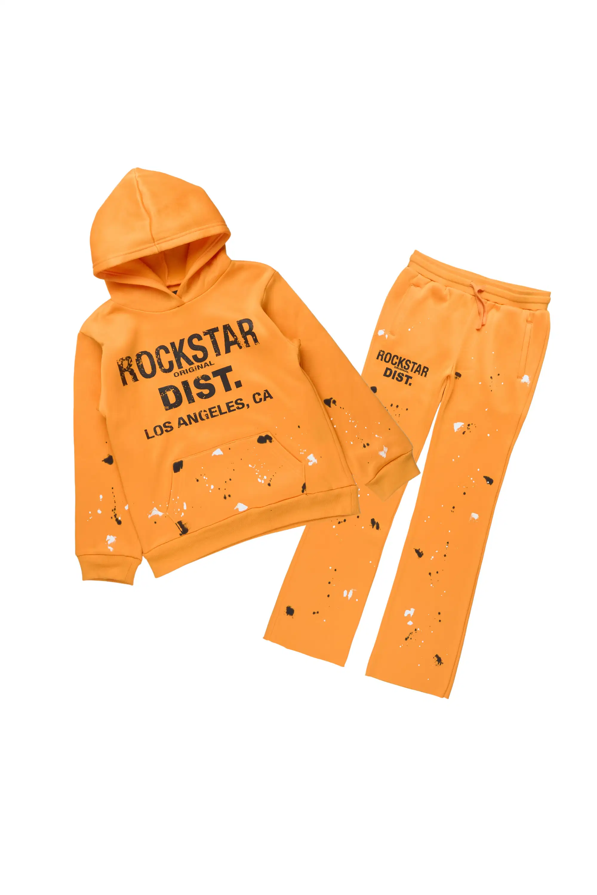Boys Scottie 2.0 Orange/Black Hoodie/Stacked Flare Track Set