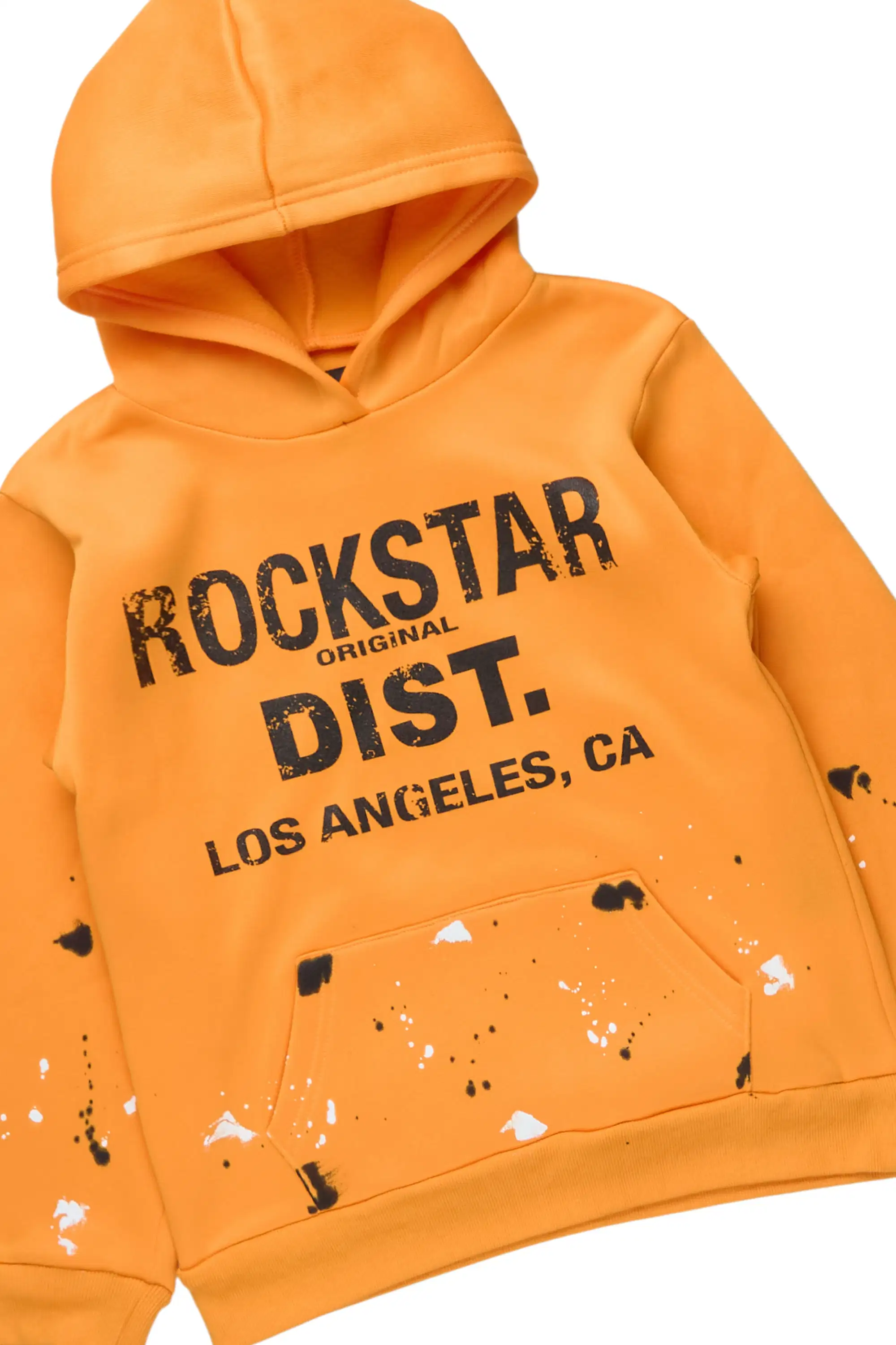 Boys Scottie 2.0 Orange/Black Hoodie/Stacked Flare Track Set - Image 2