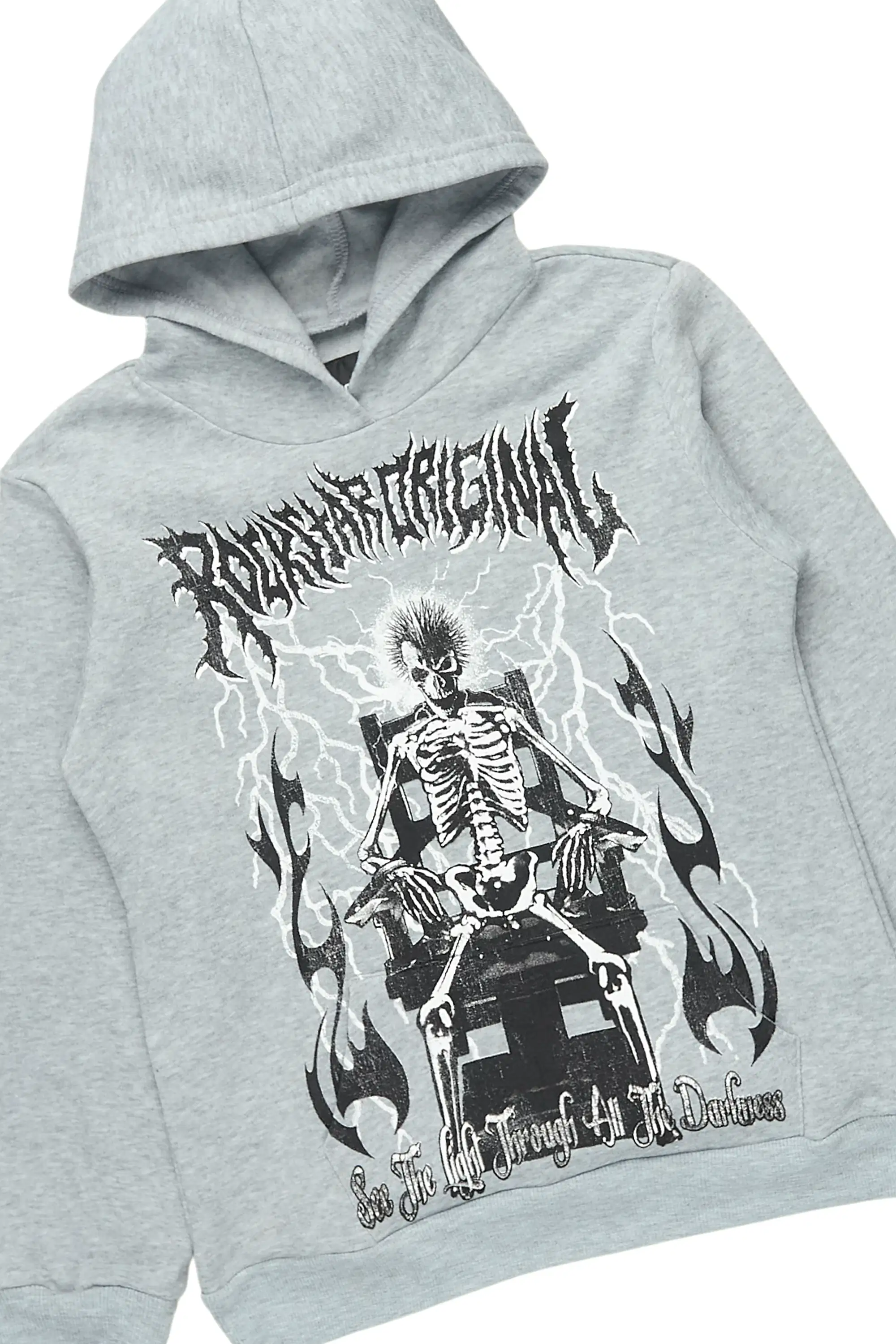 Boys Dethrown Grey Hoodie/Stacked Flare Track Set - Image 2