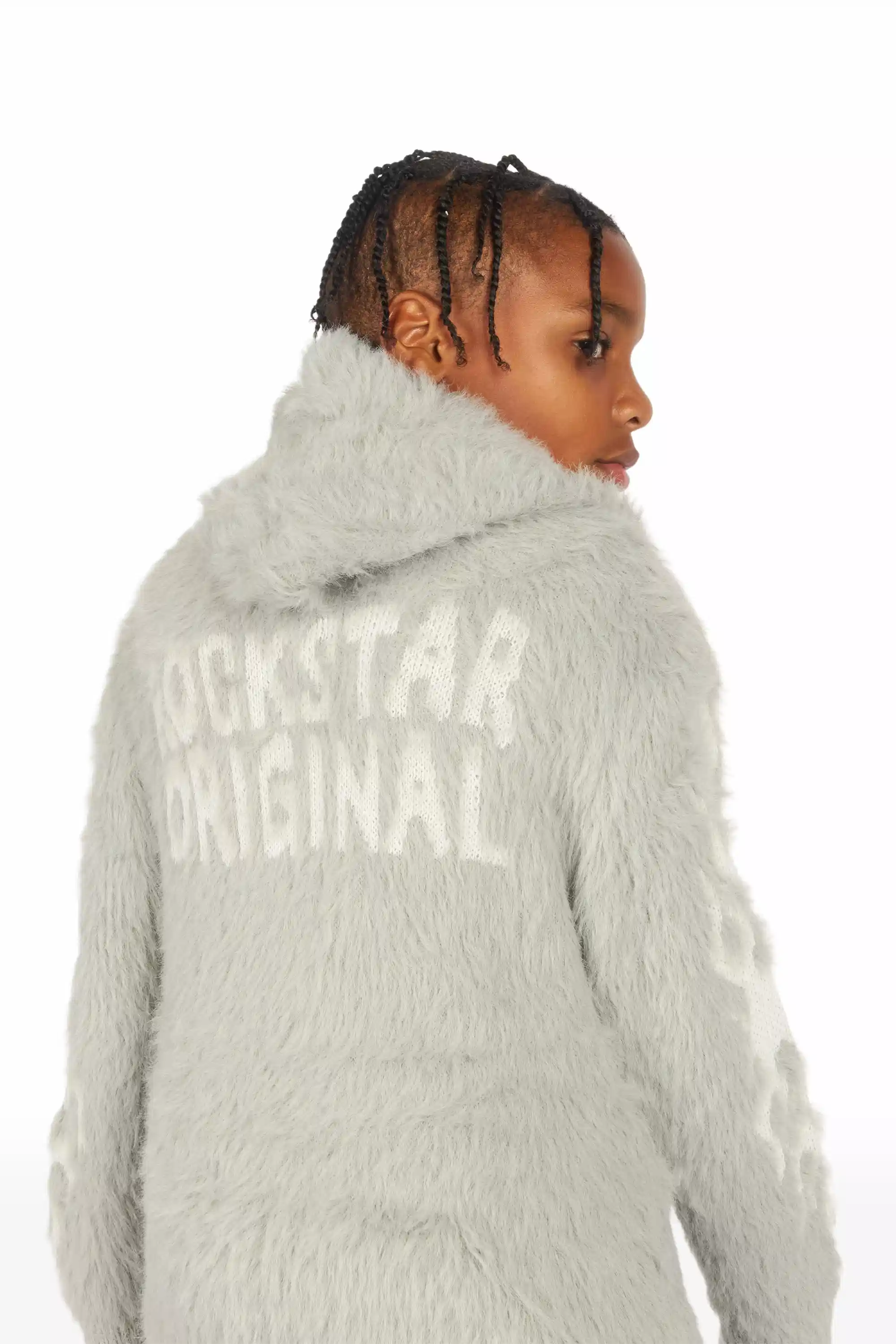 Boys Toshio Grey Stacked Flare Knitted Mohair Track Set - Image 14