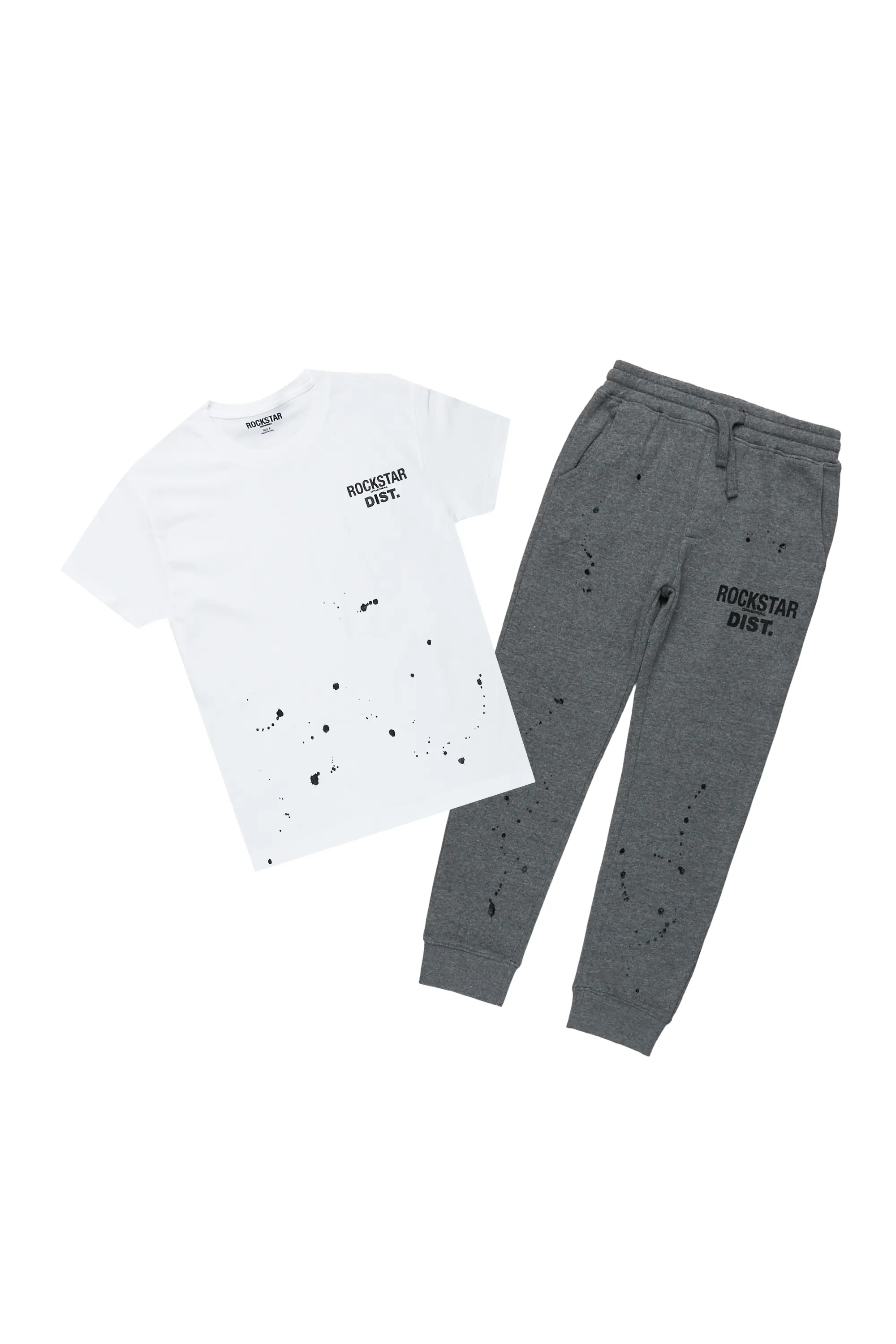 Boys Galen White/Grey T-Shirt Jogger Set - Image 2