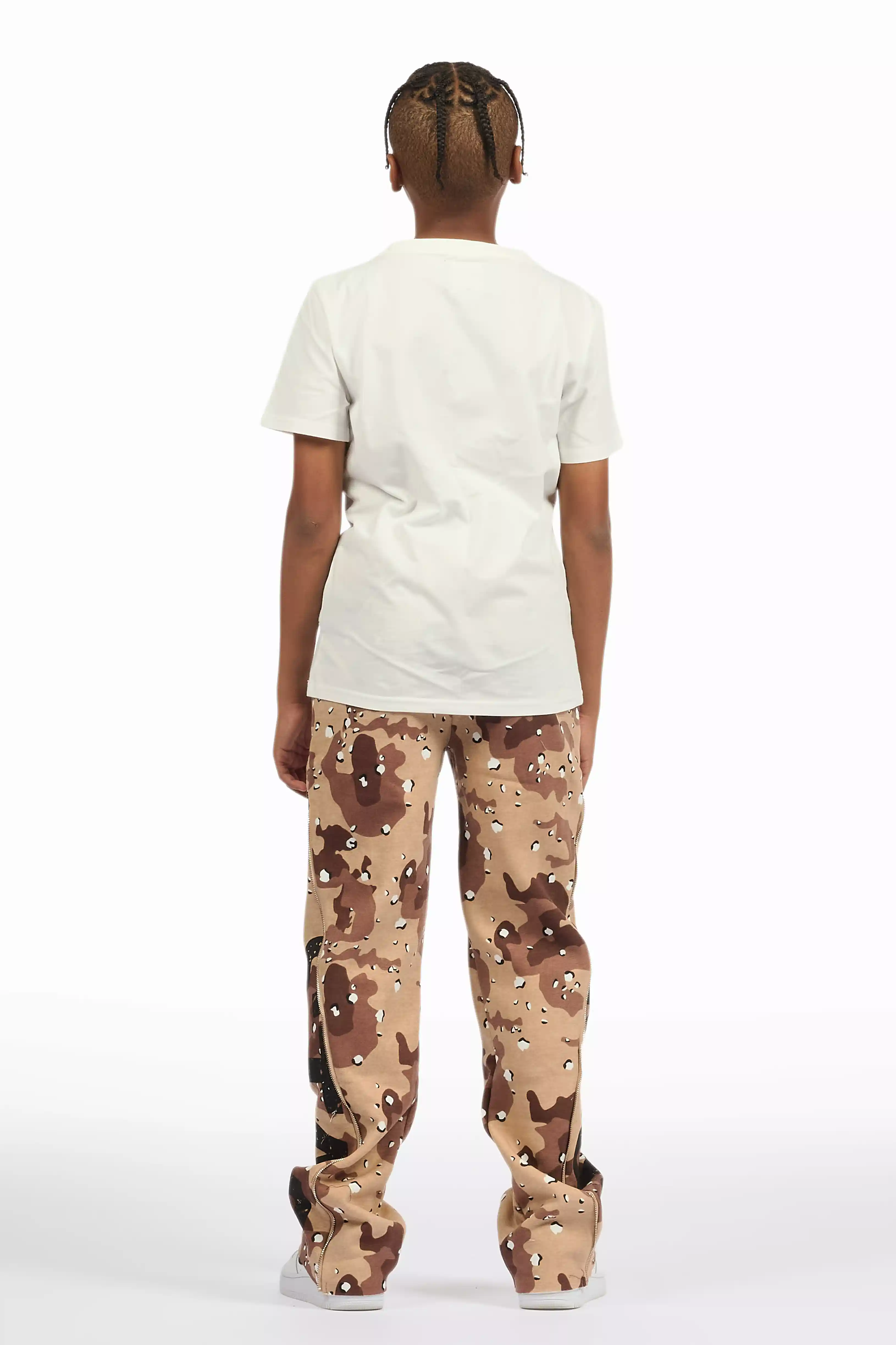 Boys Deniska White/Camo T-Shirt Baggy Stacked Flare Set - Image 7