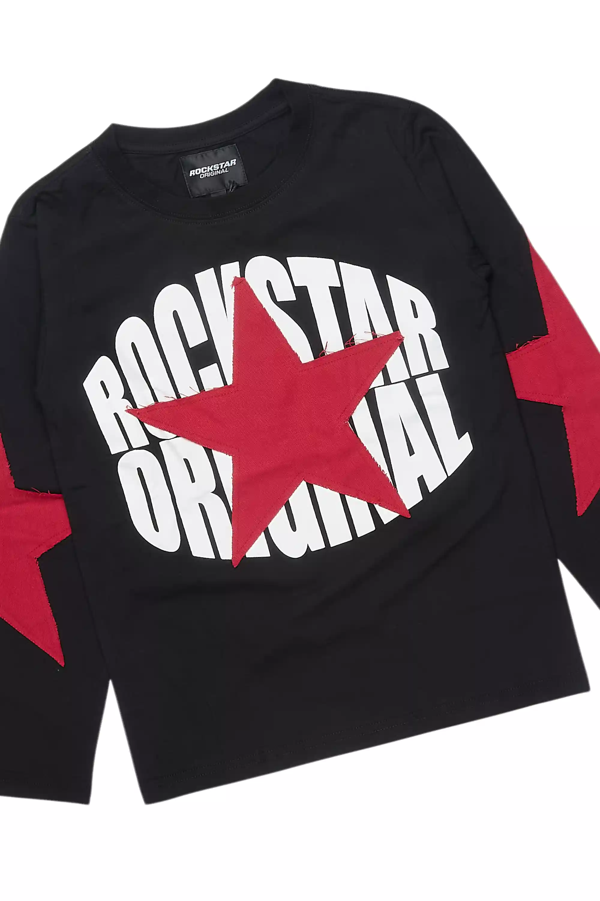 Boys States Black/Red Long Sleeve T-Shirt Track Set - Image 2