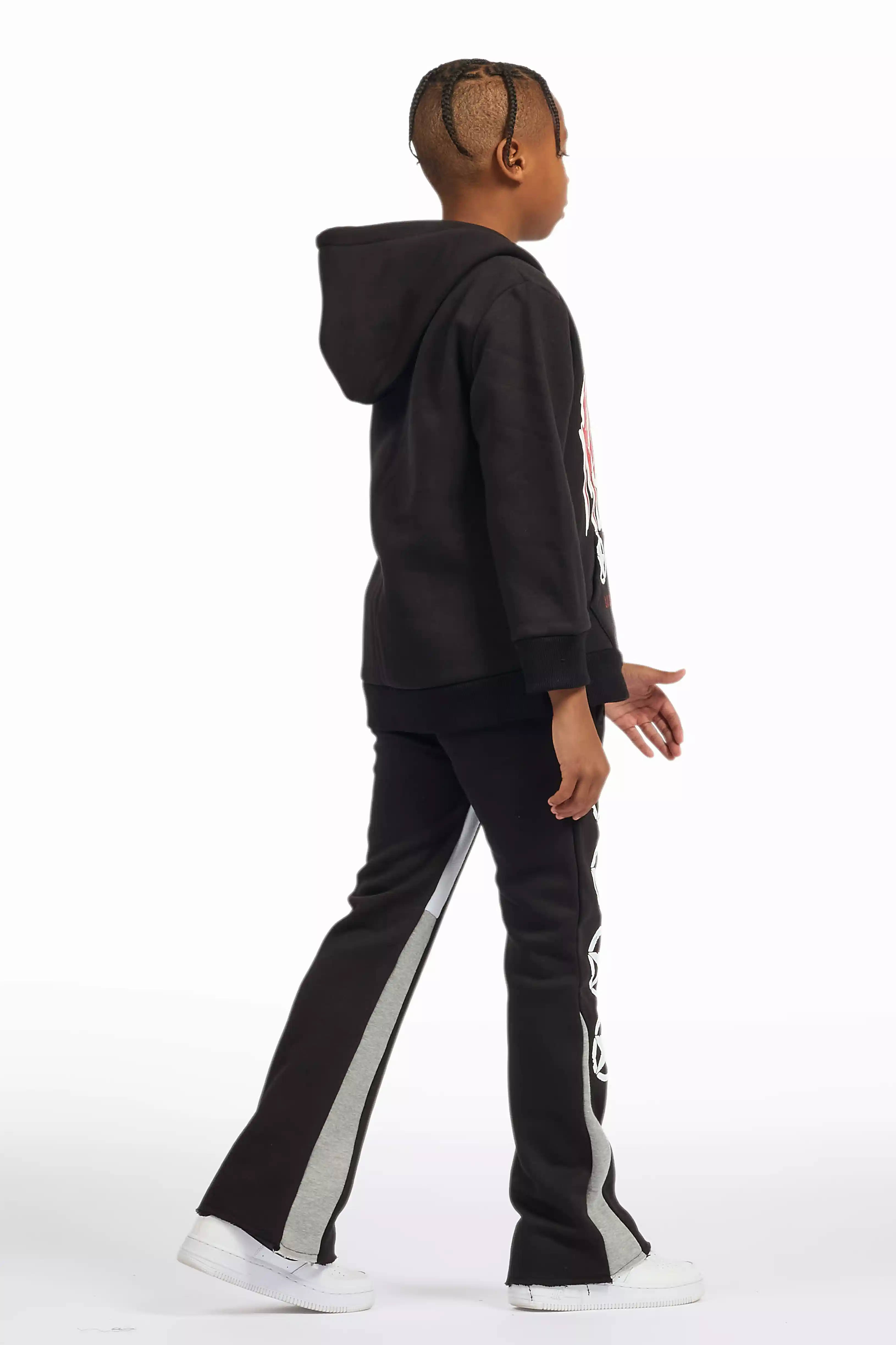 Boys Wizzurd Black/Grey Stacked Flare Track Set - Image 5