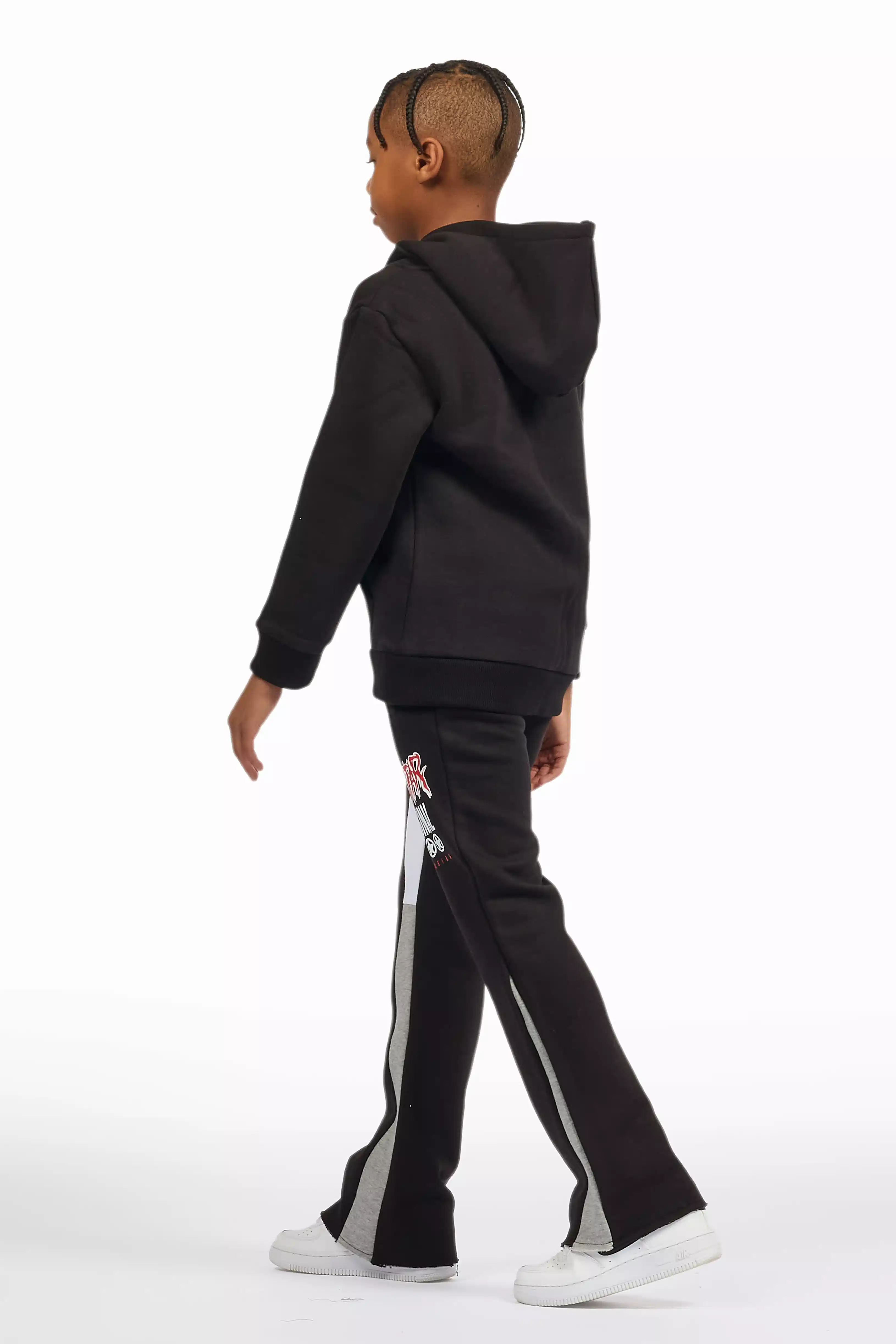 Boys Wizzurd Black/Grey Stacked Flare Track Set - Image 7