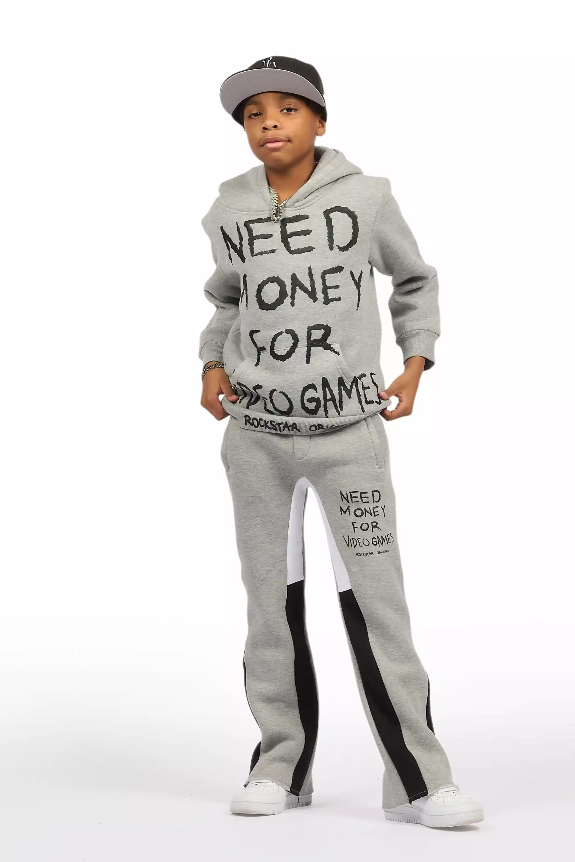 Boys M4 Video Games Grey/Black Stacked Flare Track Set - Image 7