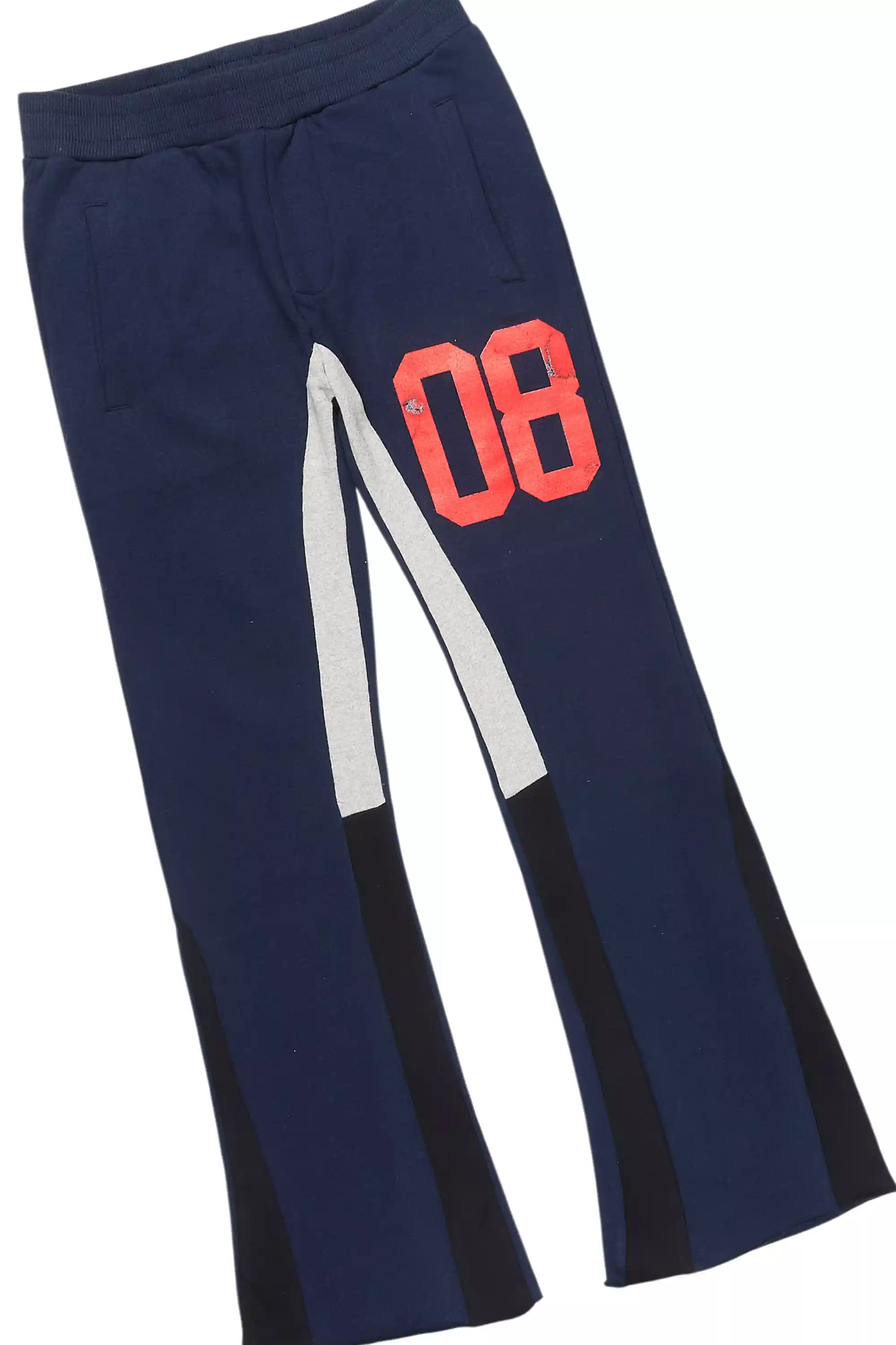 Boys Beau Navy/Red Hoodie Stacked Flare Track Set - Image 3