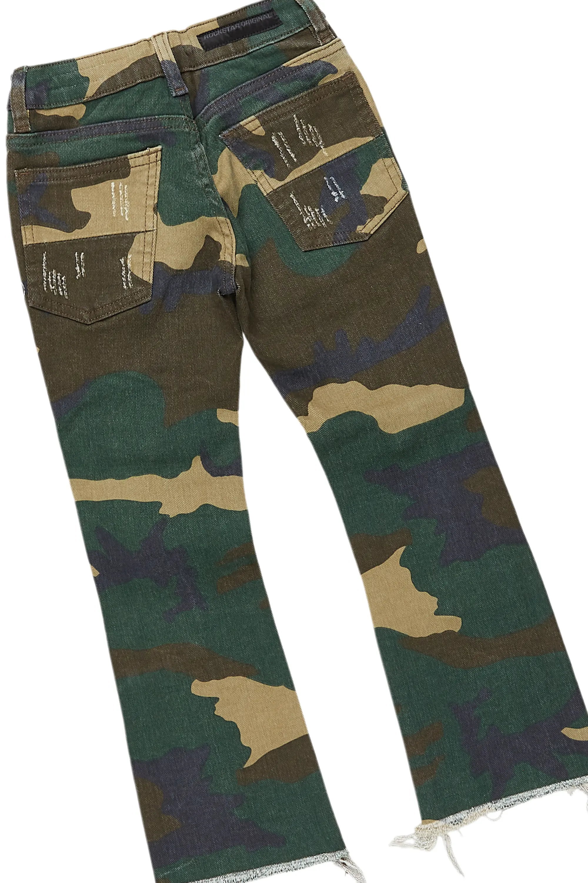 Girls Leira Camo Hoodie/Stacked Flare Jean Set - Image 4