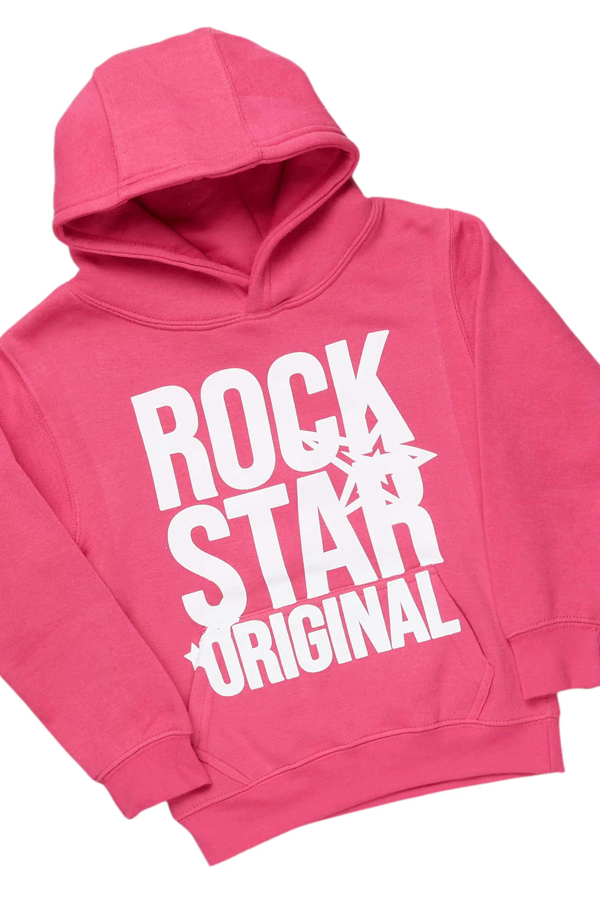 Girls Melanie Pink Hoodie/Stacked Flare Jean Set - Image 2