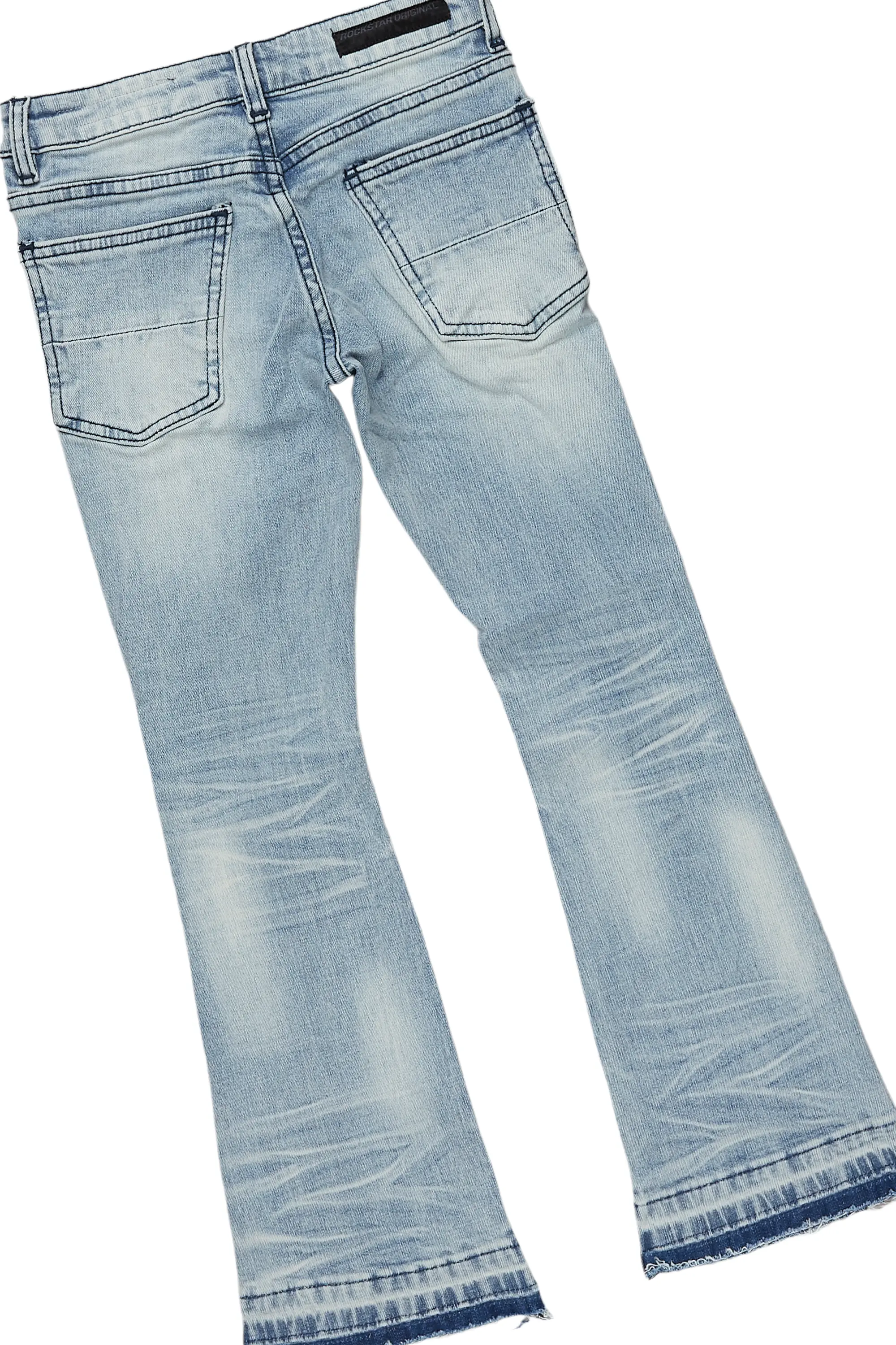 Girls Janny Grey/Blue Hoodie/Stacked Flare Jean Set - Image 4