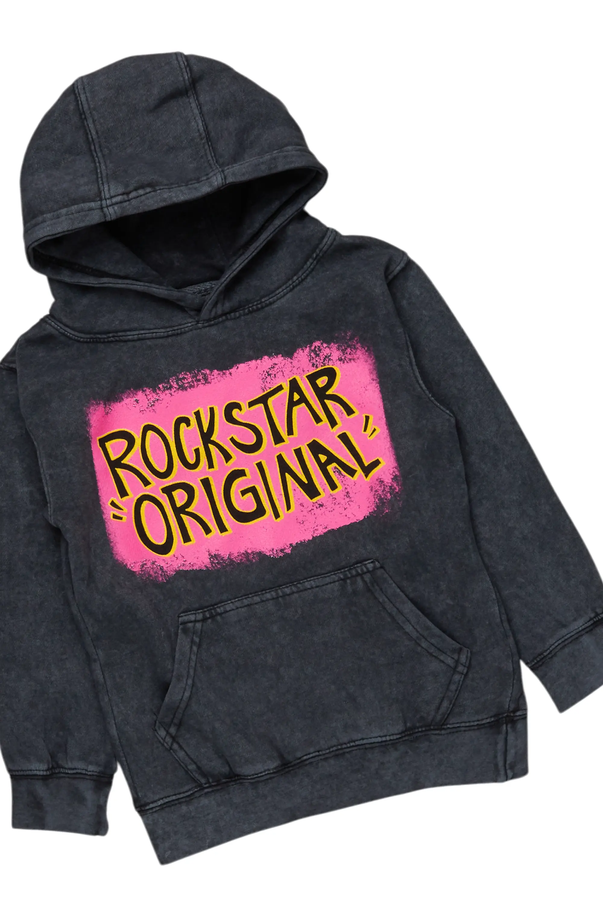Girls Brielle Vintage Grey Hoodie/Stacked Flare Jean Set - Image 2
