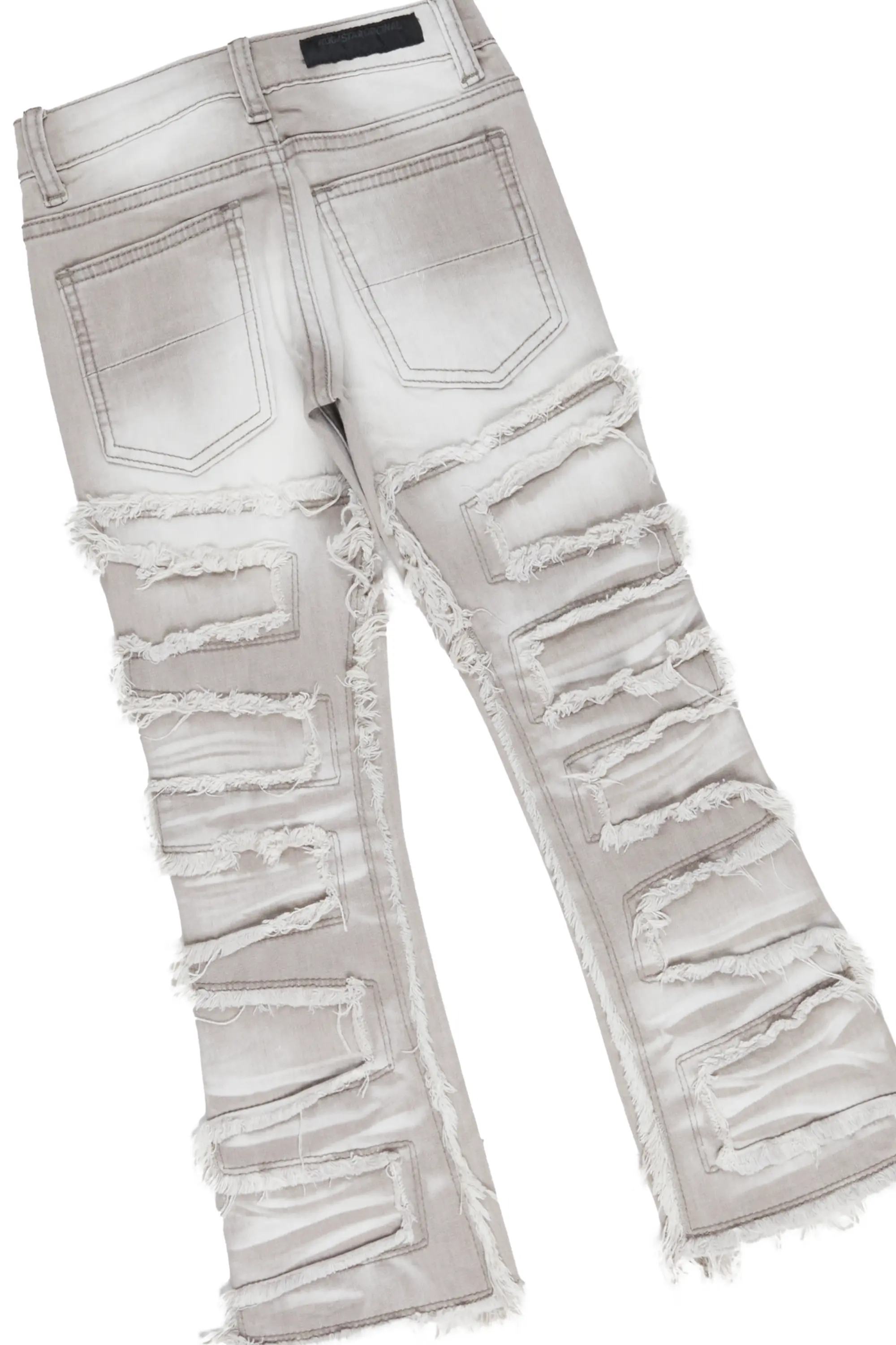 Girls Brielle Vintage Grey Hoodie/Stacked Flare Jean Set - Image 4