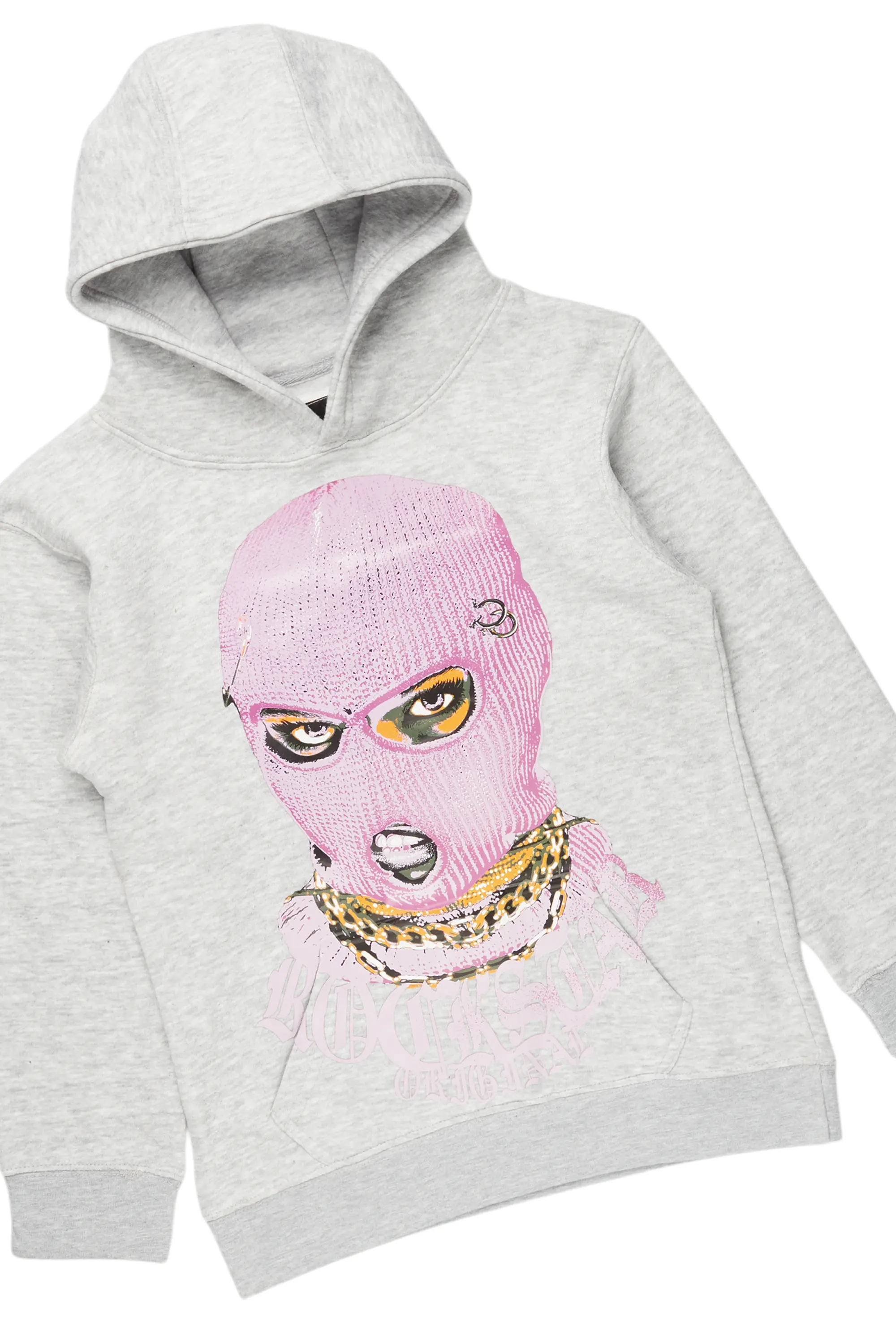 Girls Karasi Grey/Blue Hoodie/Stacked Flare Jean Set - Image 2