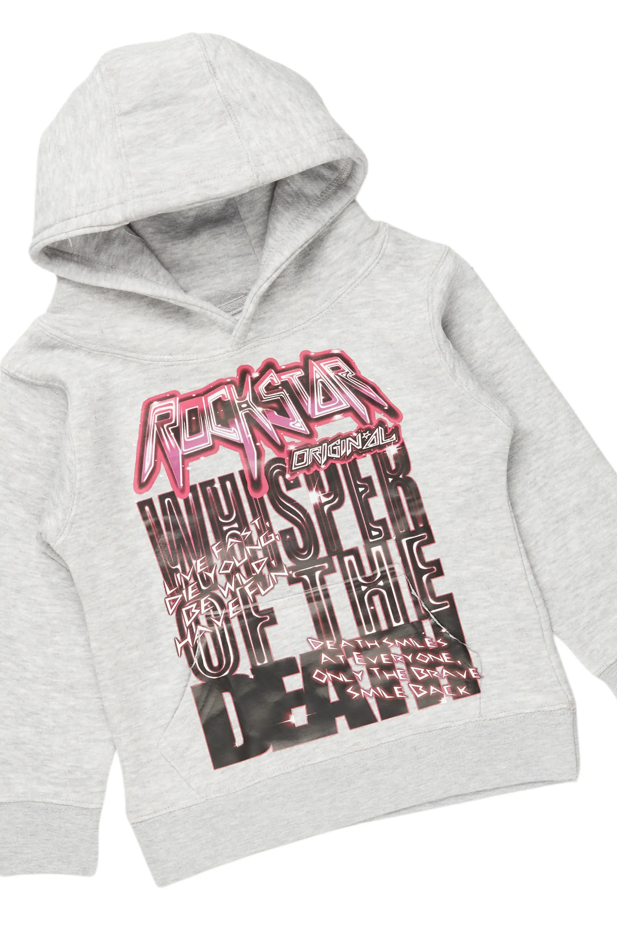 Girls Lachlane Grey/Dark Grey Hoodie/Stacked Flare Jean Set - Image 2