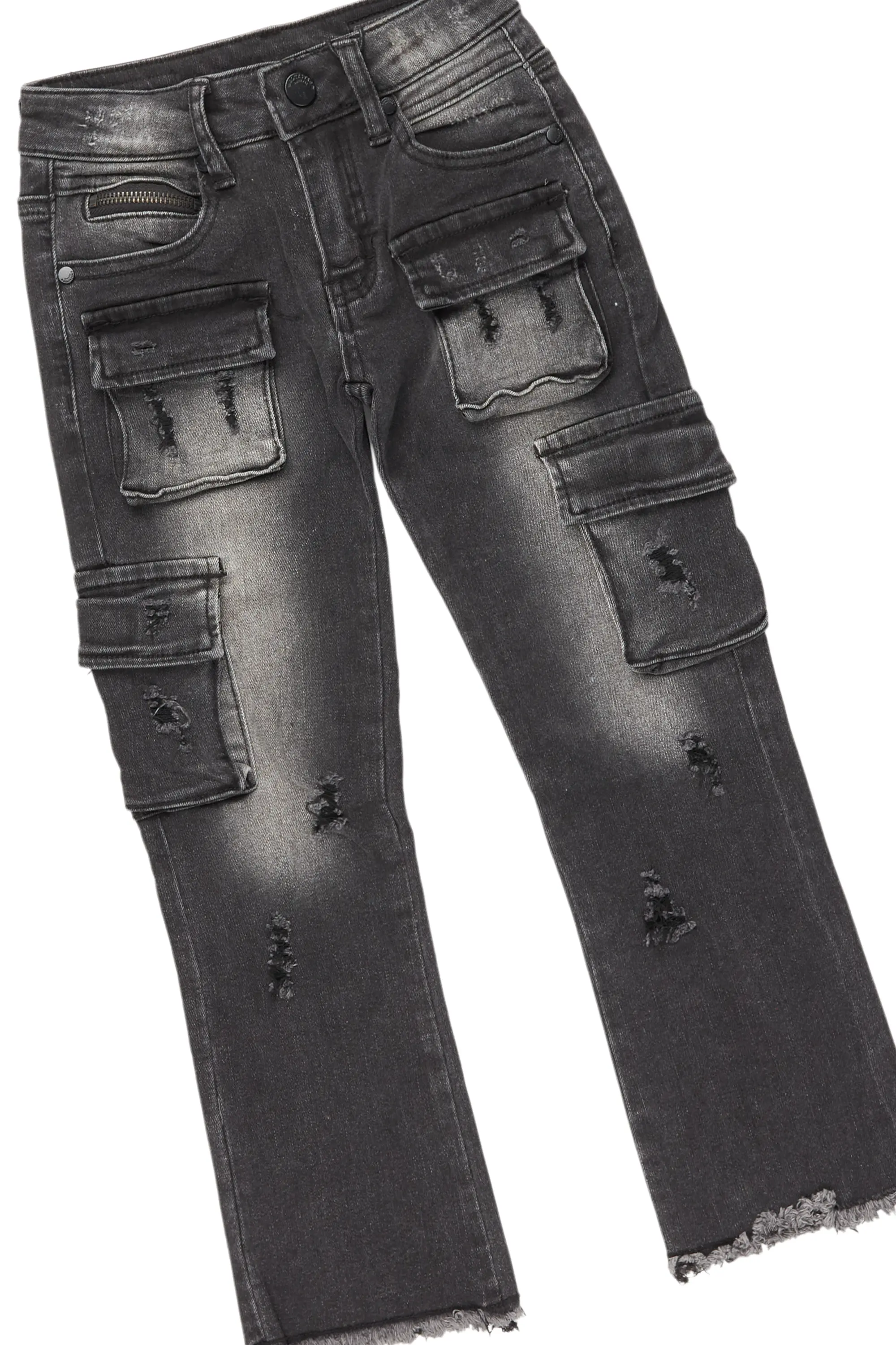 Girls Lachlane Grey/Dark Grey Hoodie/Stacked Flare Jean Set - Image 3