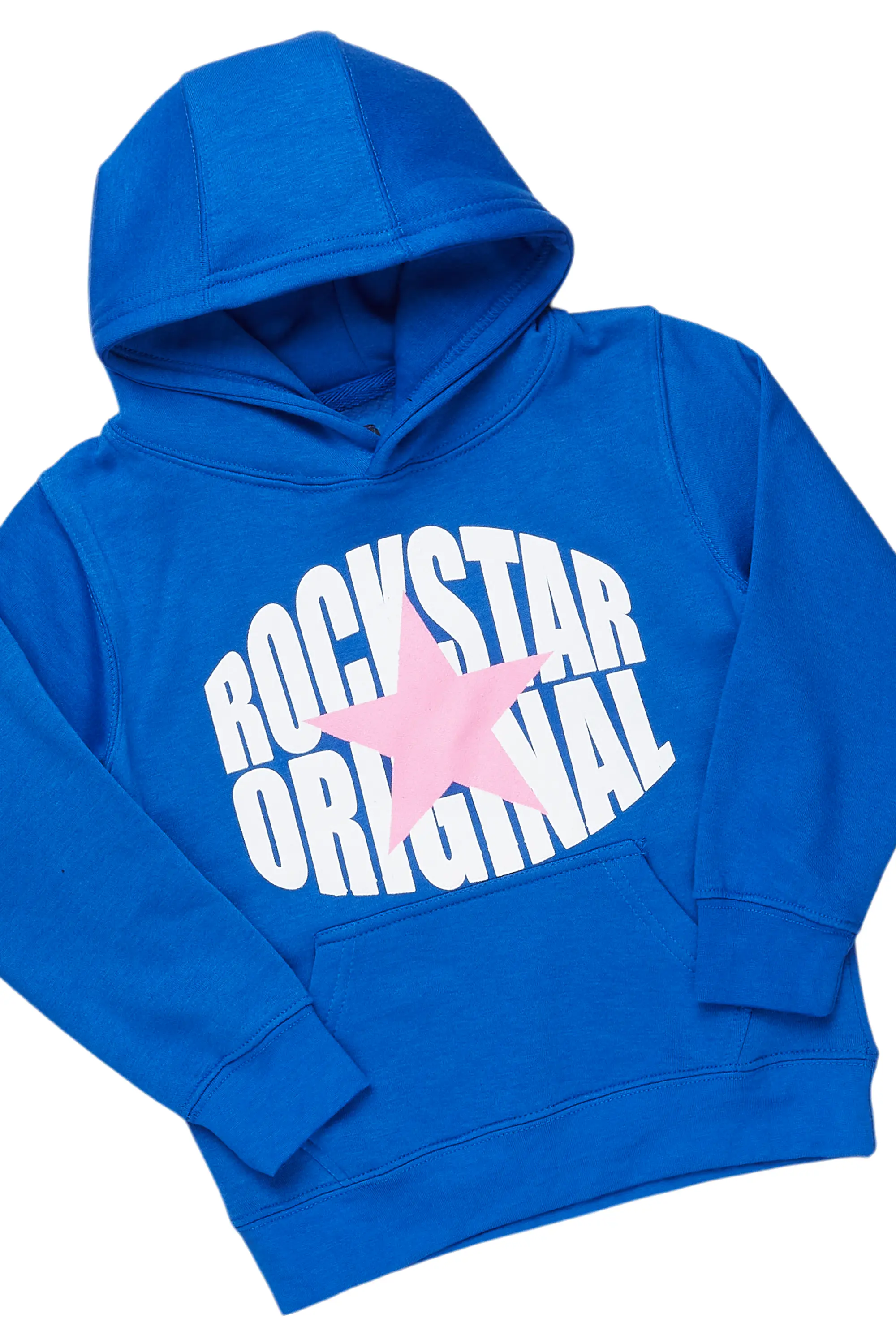 Girls Maeve Royal Blue Hoodie/Stacked Flare Jean Set - Image 2