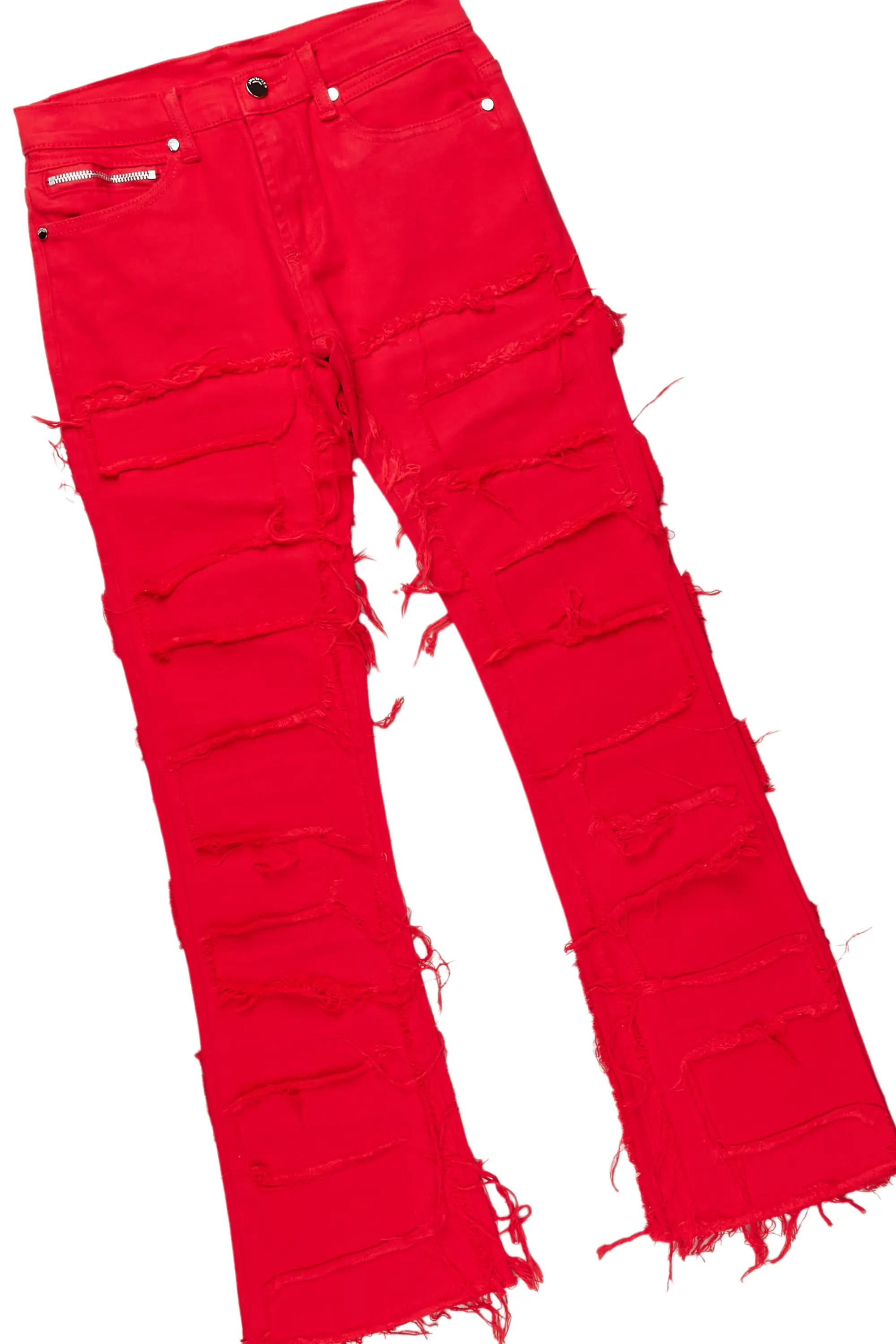 Girls Isabella White/Red T-Shirt/Stacked Flare Jean Set - Image 6