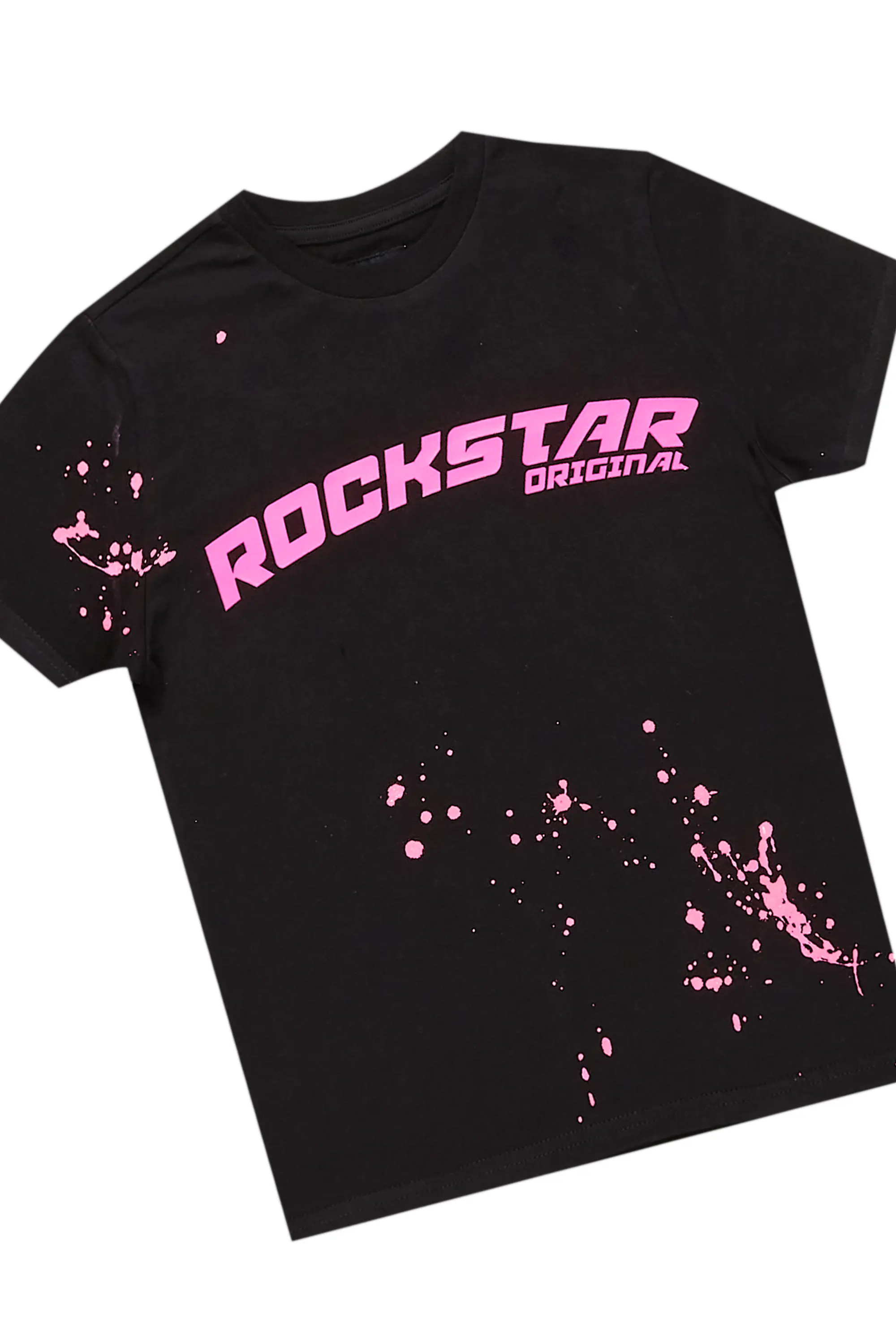 Girls Elmina Black T-Shirt Super Stacked Flare Jean Set - Image 6