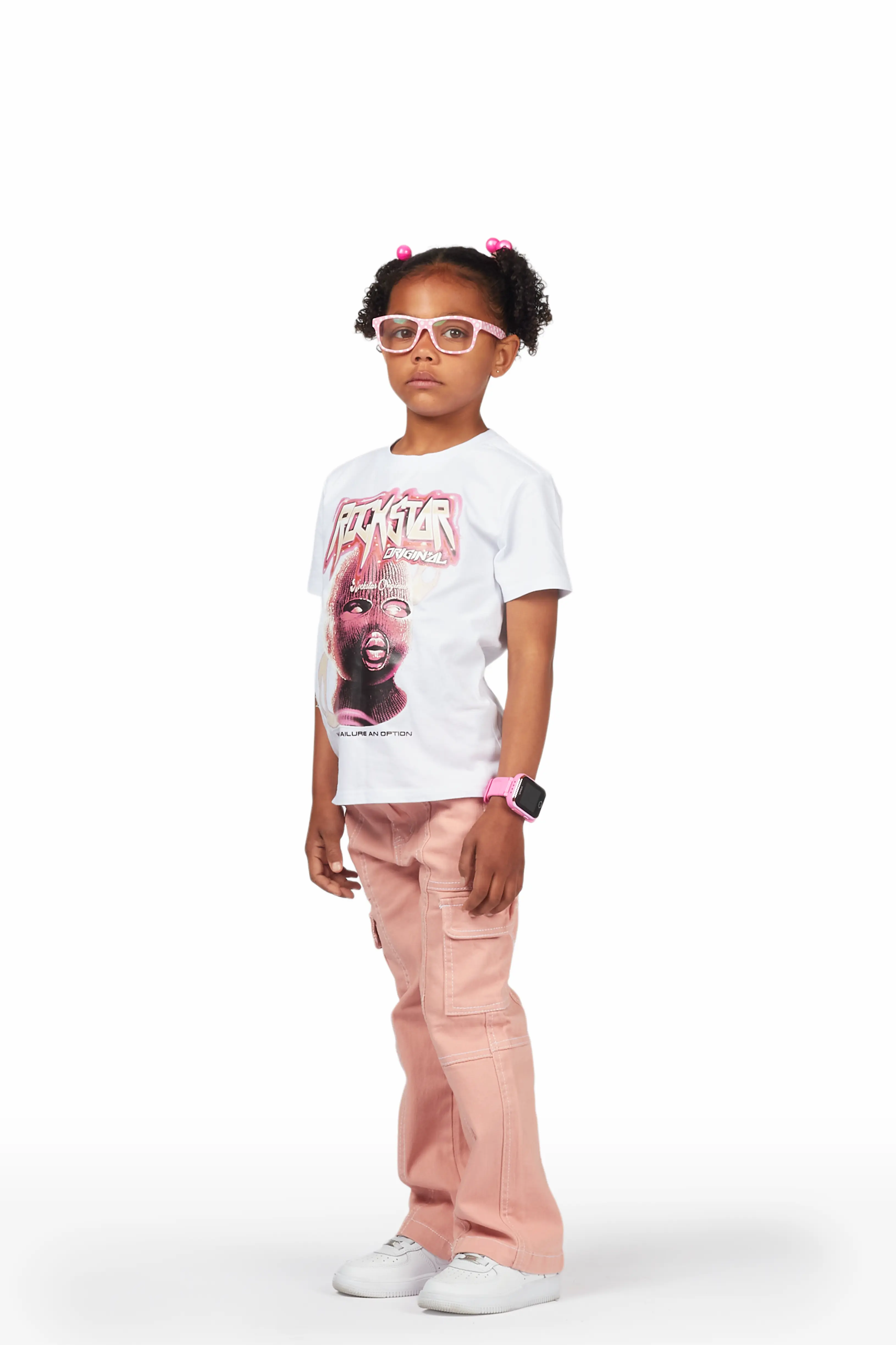 Girls Karasi White/Pink T-Shirt/Jean Set - Image 4