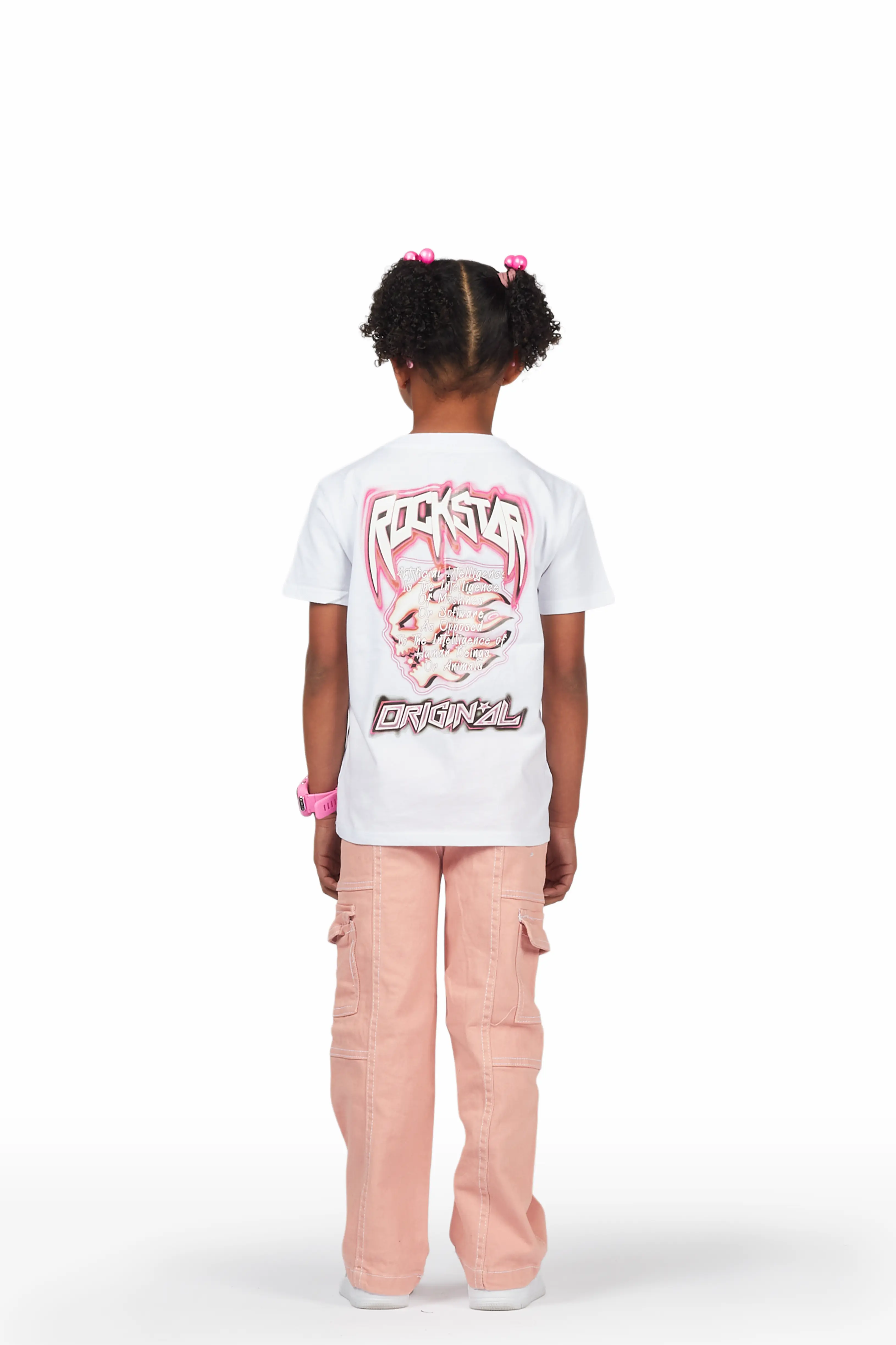 Girls Karasi White/Pink T-Shirt/Jean Set - Image 5