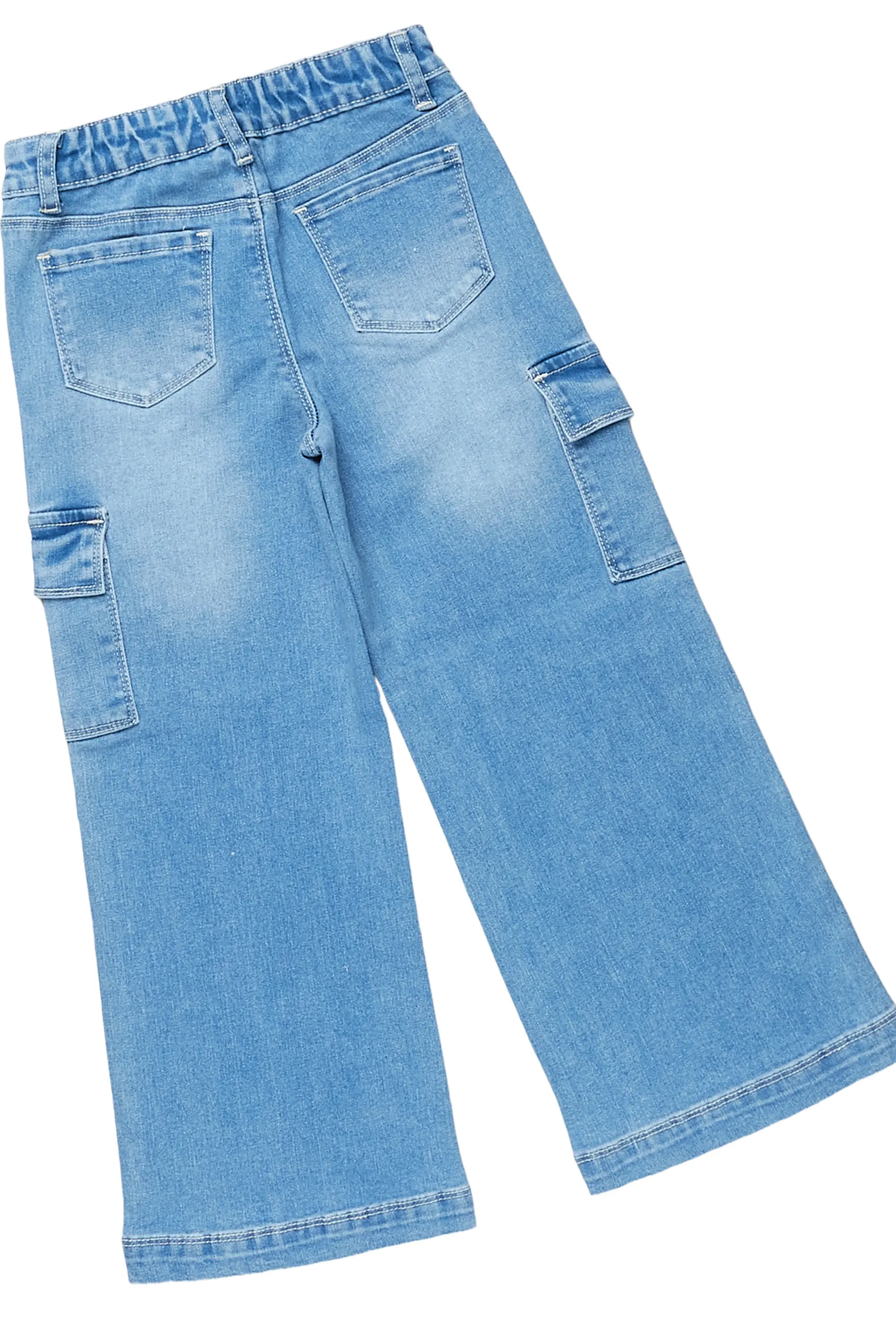Girls Arana Lilac T-Shirt Wide Leg Cargo Jean Set - Image 8