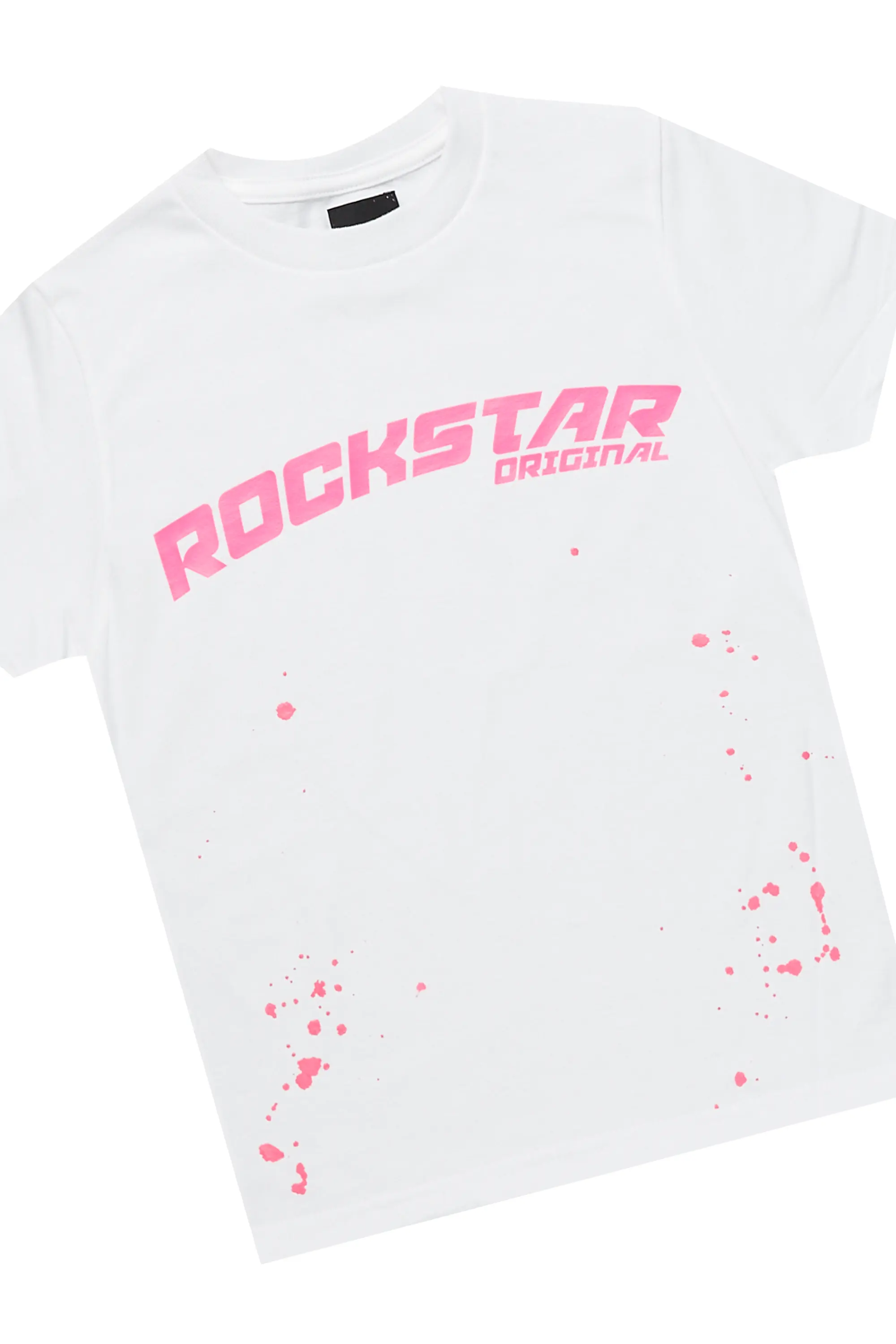 Girls Quincy White/Pink T-Shirt Cargo Jogger Set - Image 5