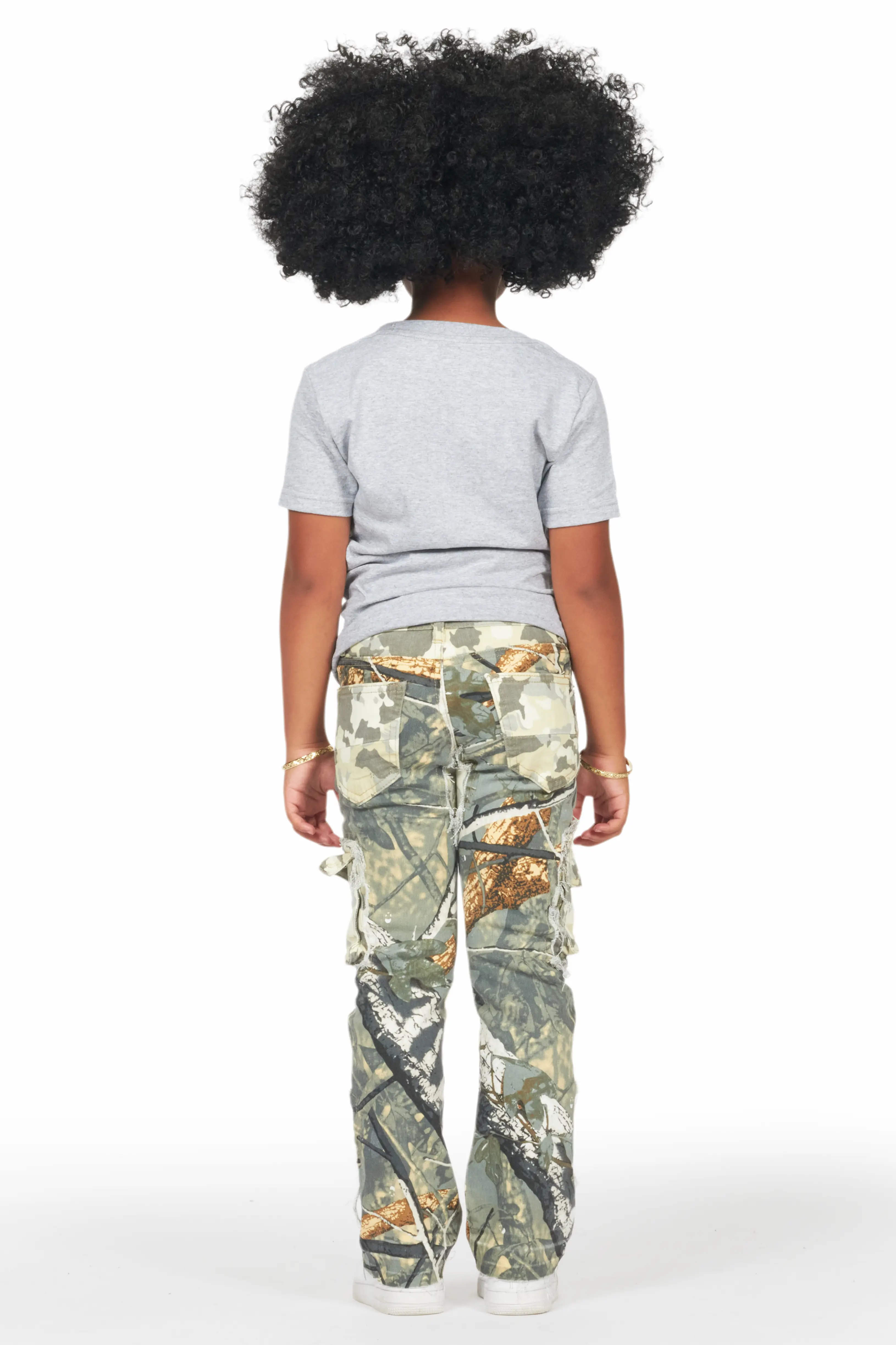 Girls Talie Tree Camo T-Shirt/Stacked Flare Jean Set - Image 5