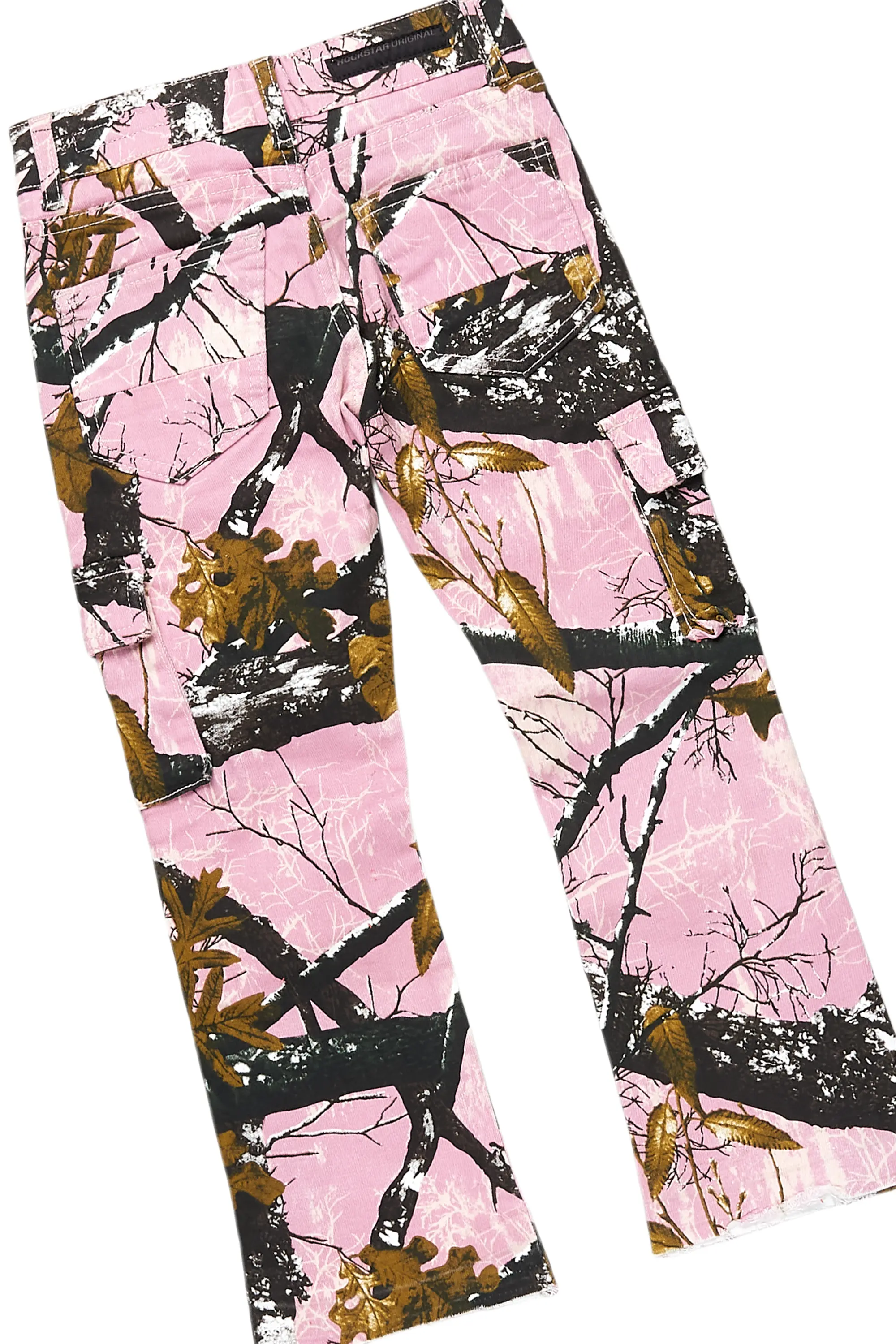 Girls Mia Pink Hoodie/Stacked Flare Jean Set - Image 4