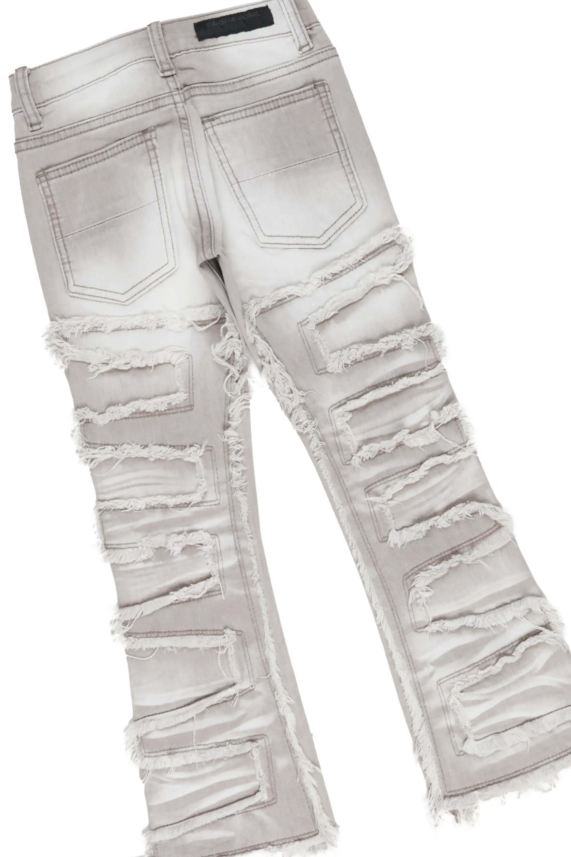Girls Rosie Grey T-Shirt/Stacked Flare Jean Set - Image 4