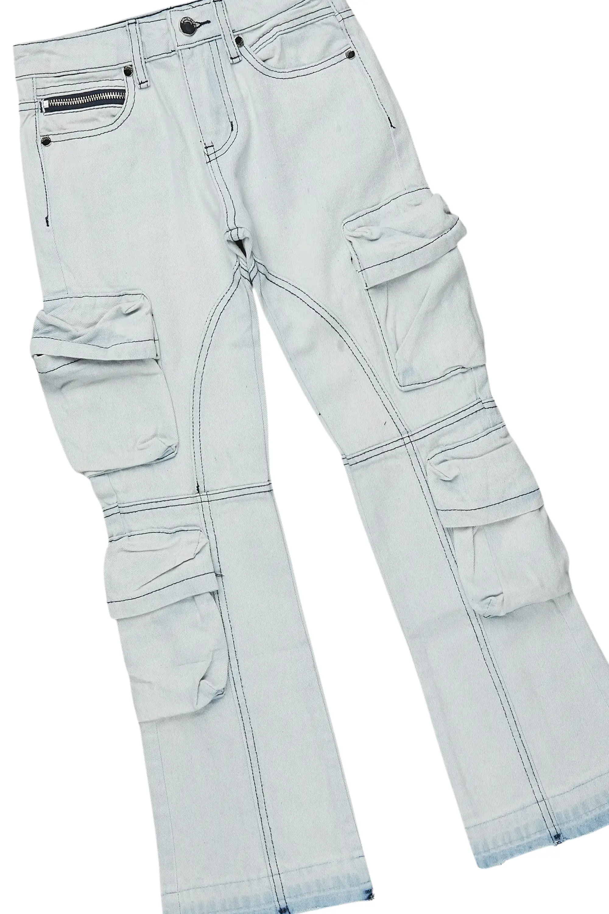 Girls Fillie Grey T-Shirt/Stacked Flare Jean Set - Image 3