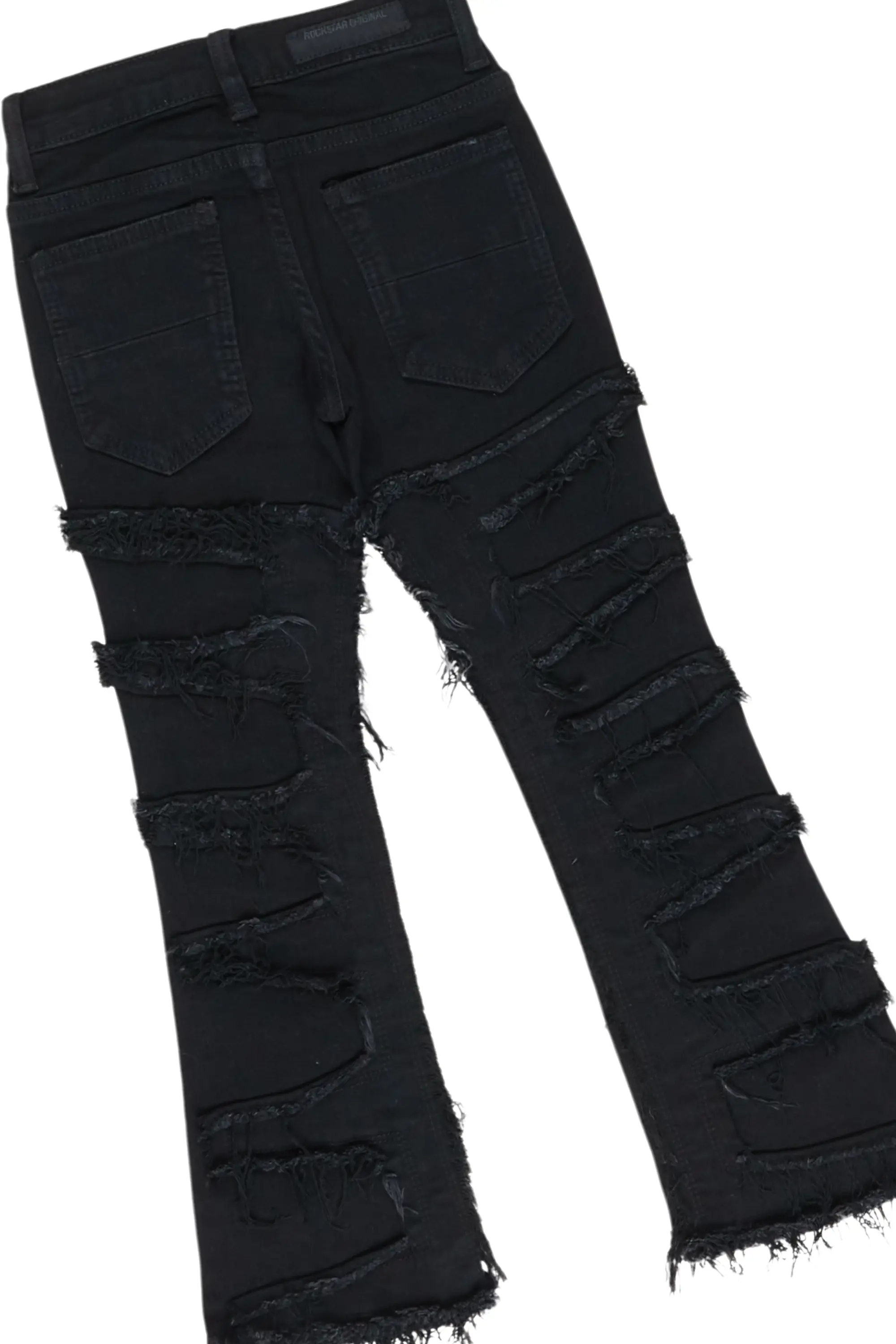 Girls Racing Black T-Shirt/Stacked Flare Jean Set - Image 4