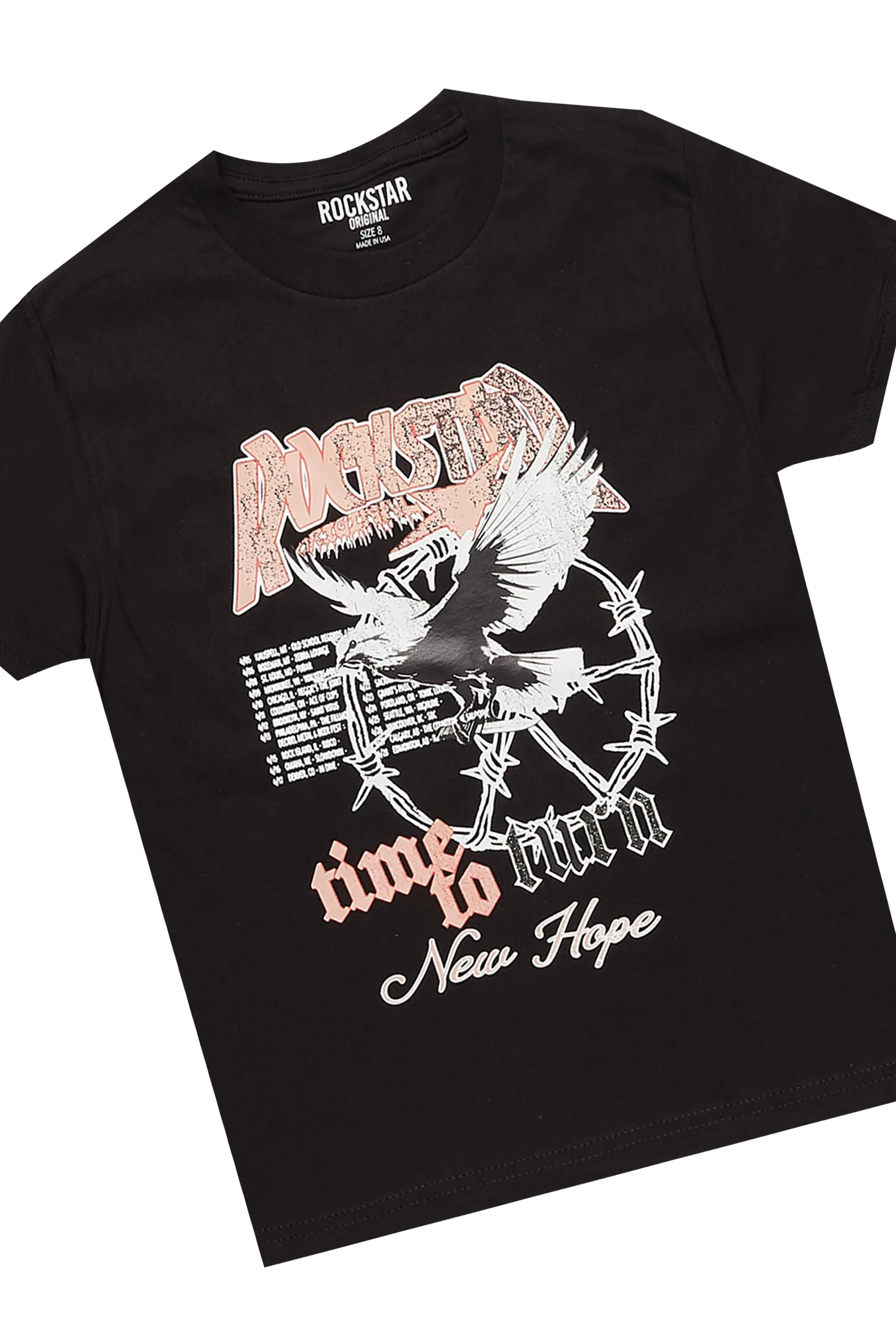 Girls Burial Black T-Shirt/Baggy Fit Jean Set - Image 2