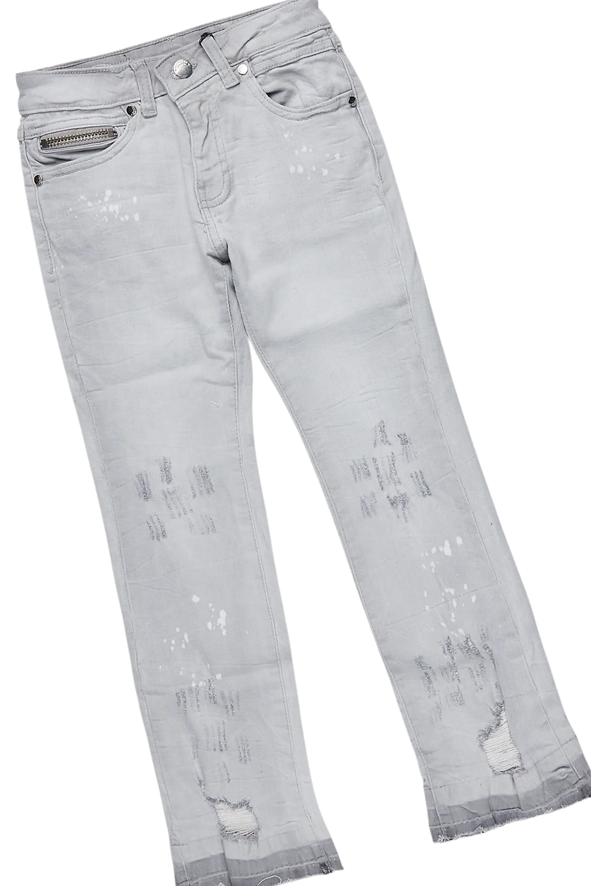 Girls Black Ezra T-Shirt/Stacked Flare Jean Set - Image 3