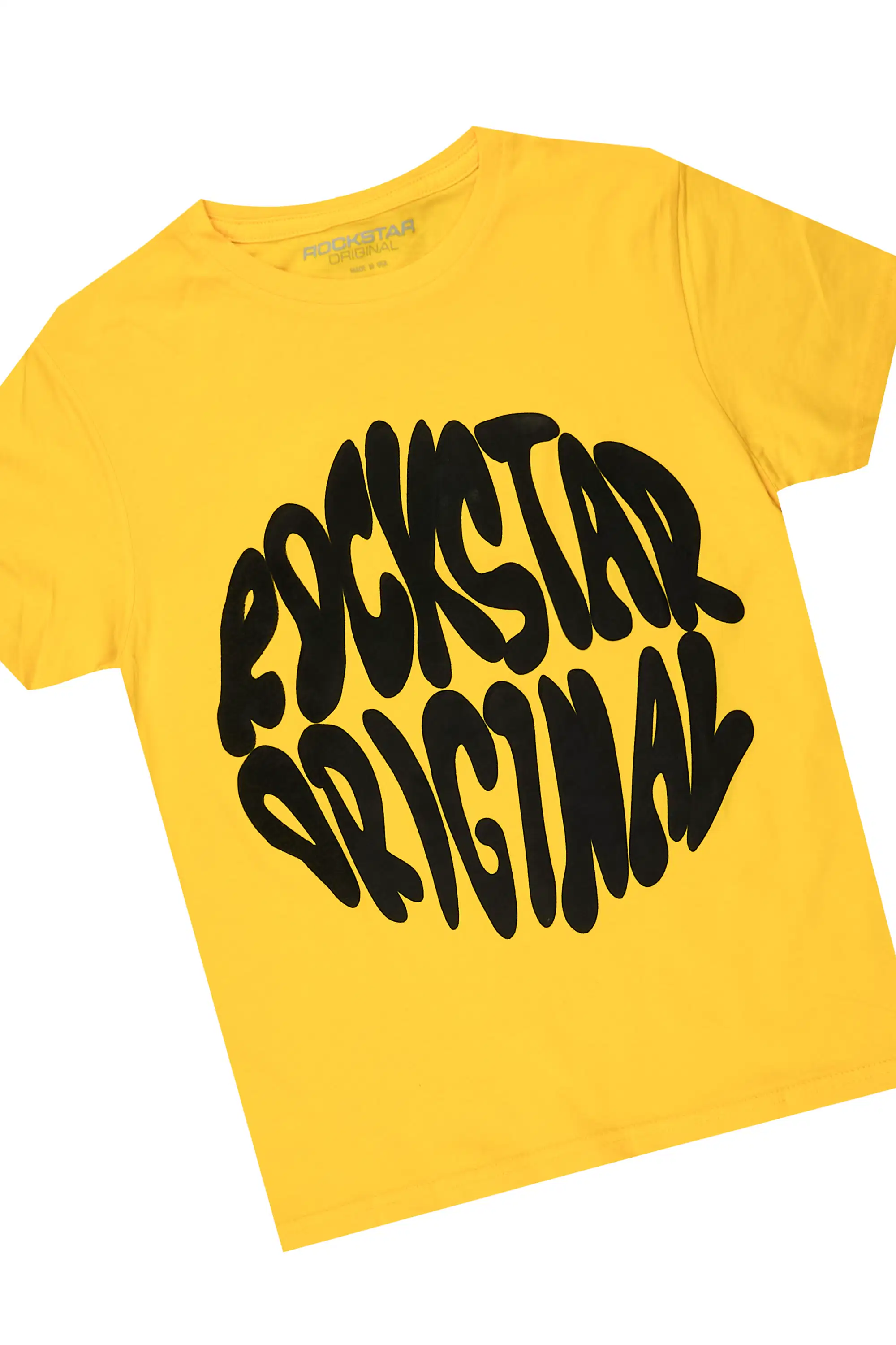 Girls Therry Yellow/Black T-Shirt Stacked Jean Set - Image 2