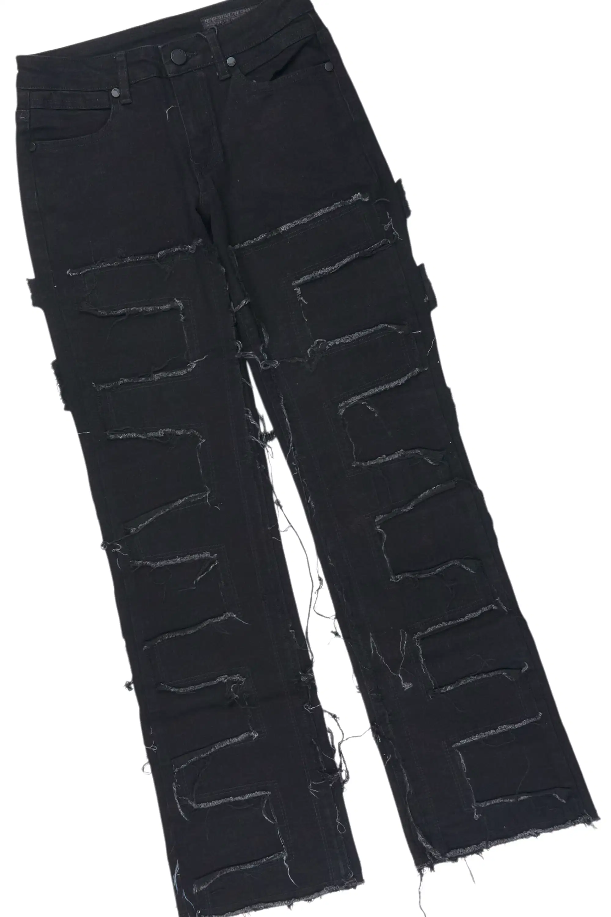 Girls Therry Yellow/Black T-Shirt Stacked Jean Set - Image 3