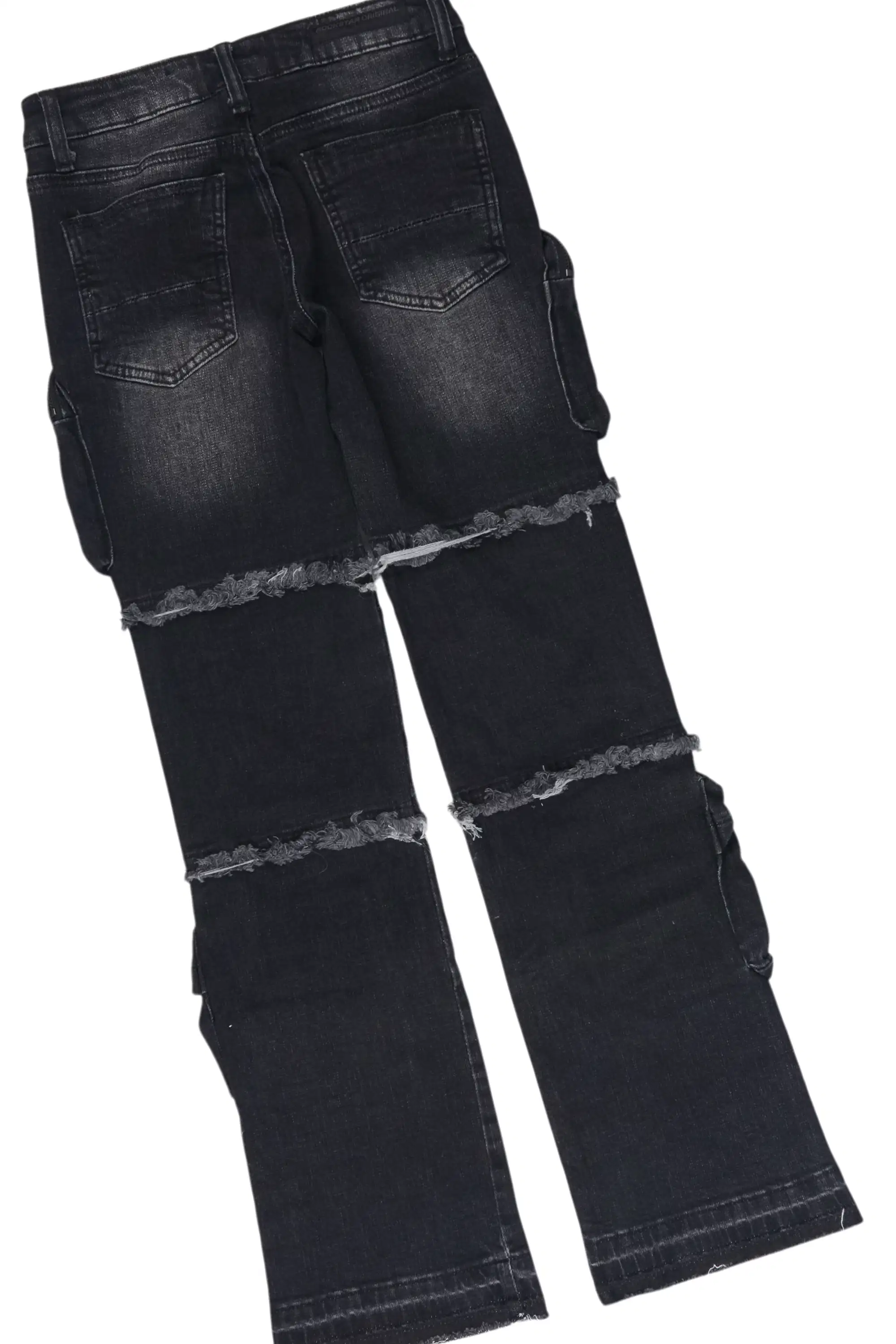 Girls Delaney White/Dark Grey T-Shirt Stacked Jean Set - Image 4