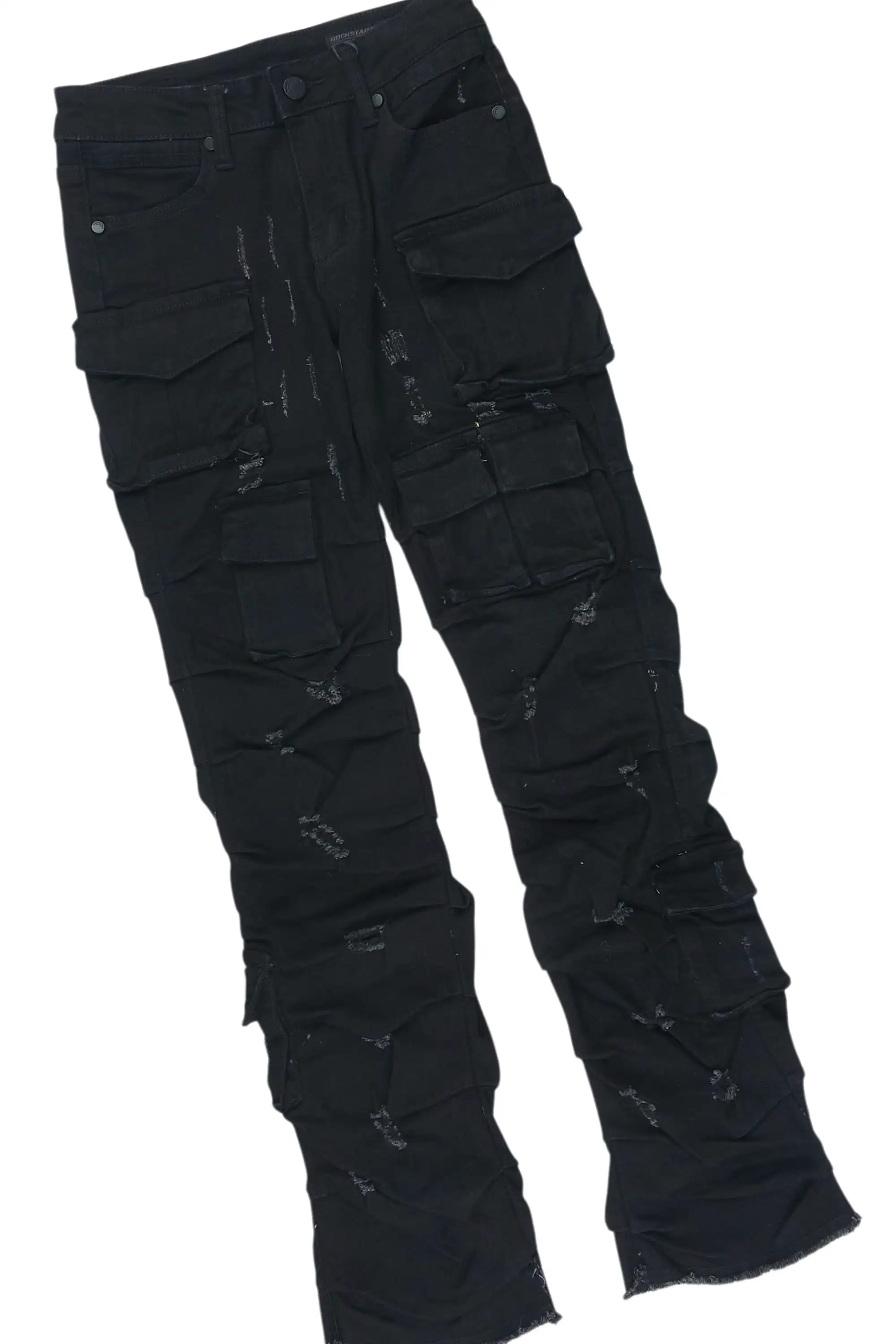 Girls Cassey Fuchsia/Black T-Shirt Stacked Jean Set - Image 3