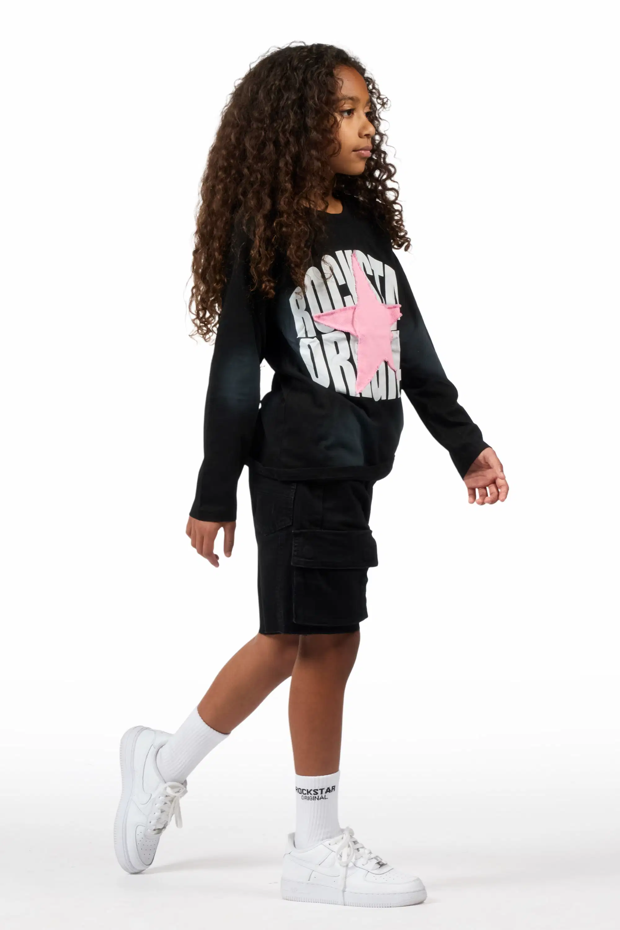 Girls Vary Long Sleeve T-Shirt/Denim Short Set - Image 3