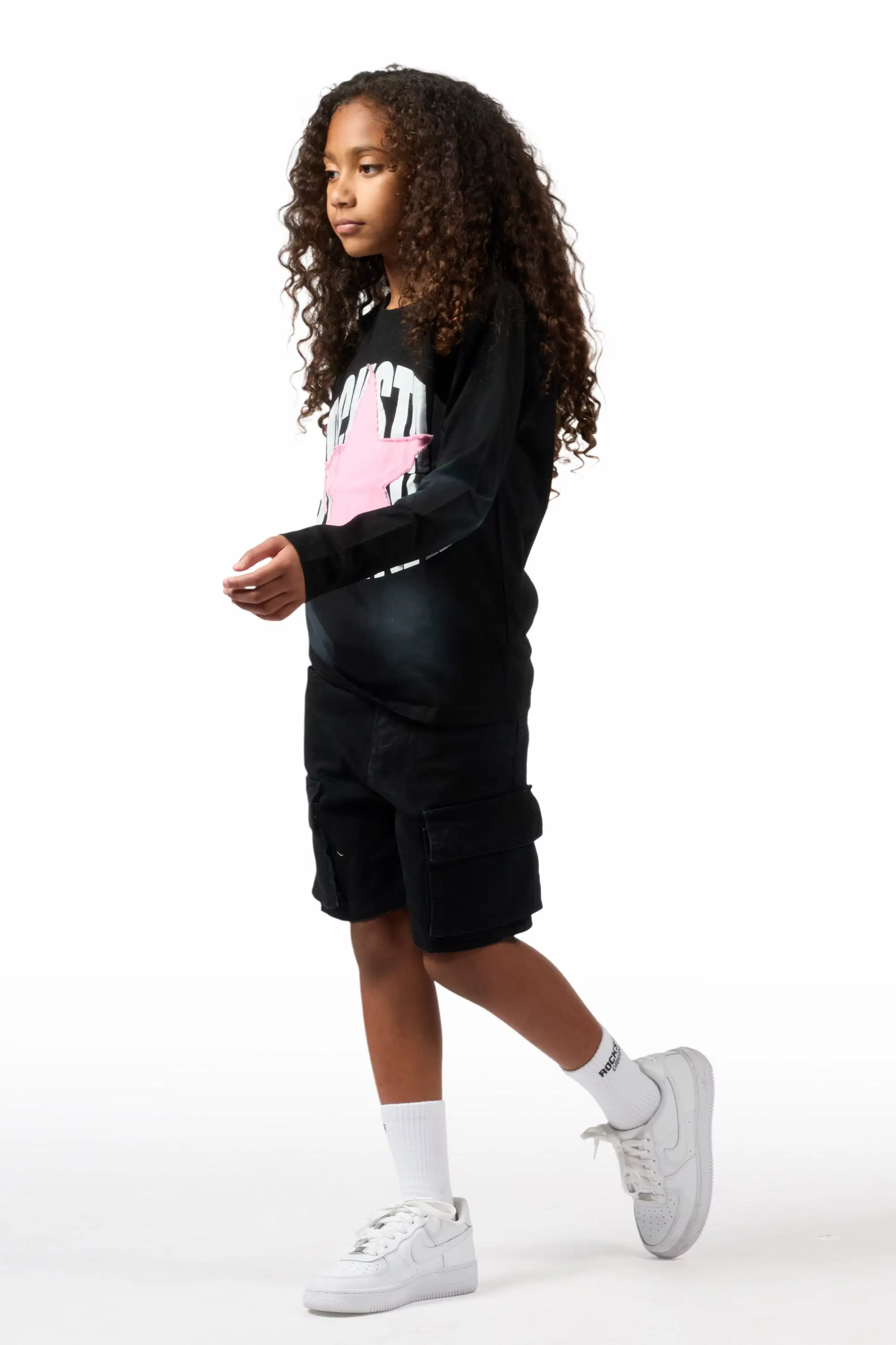 Girls Vary Long Sleeve T-Shirt/Denim Short Set - Image 5