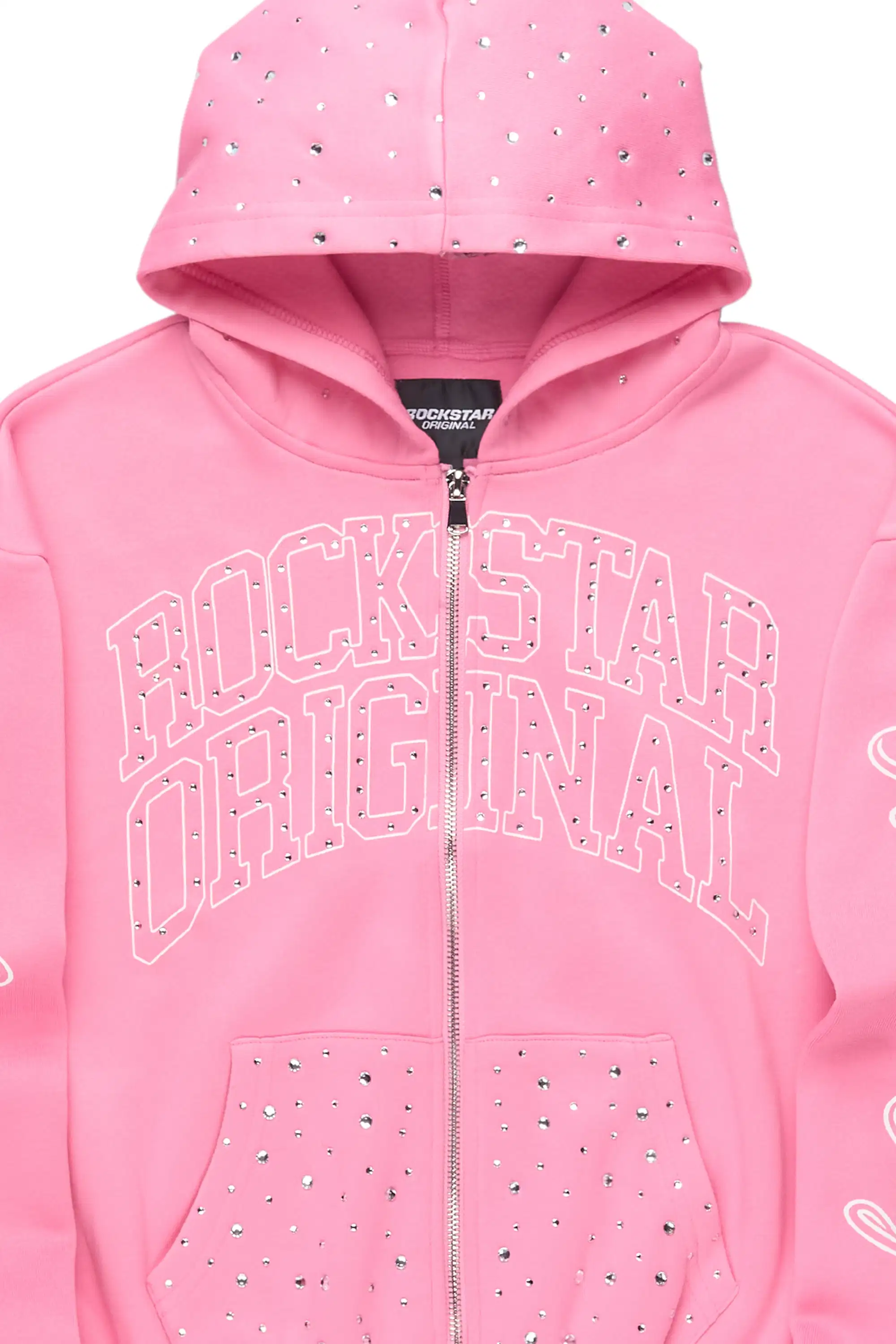 Girls Alvina Pink Rhinestone Zip Up Hoodie - Image 6