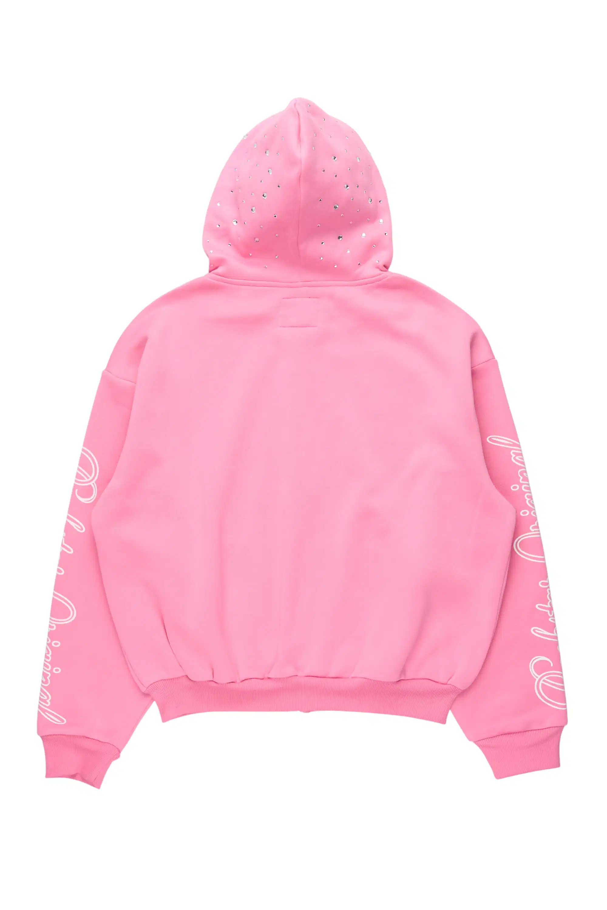 Girls Alvina Pink Rhinestone Zip Up Hoodie - Image 7