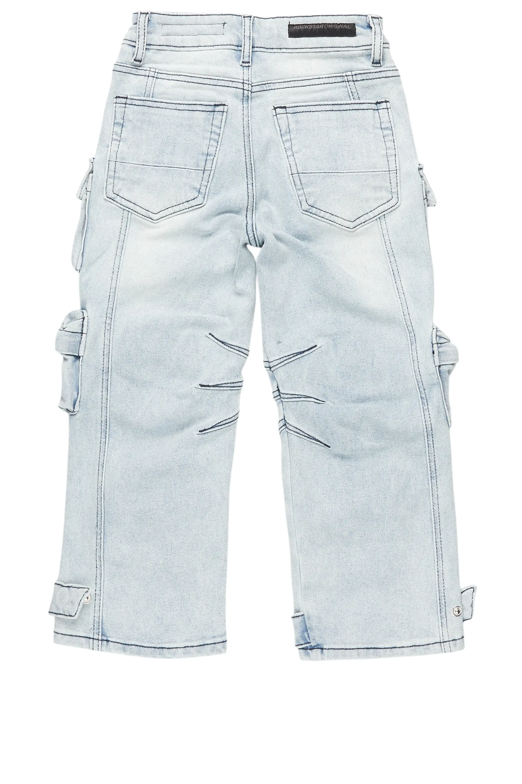 Girls Mahesh Blue Baggy Cargo Jean - Image 3