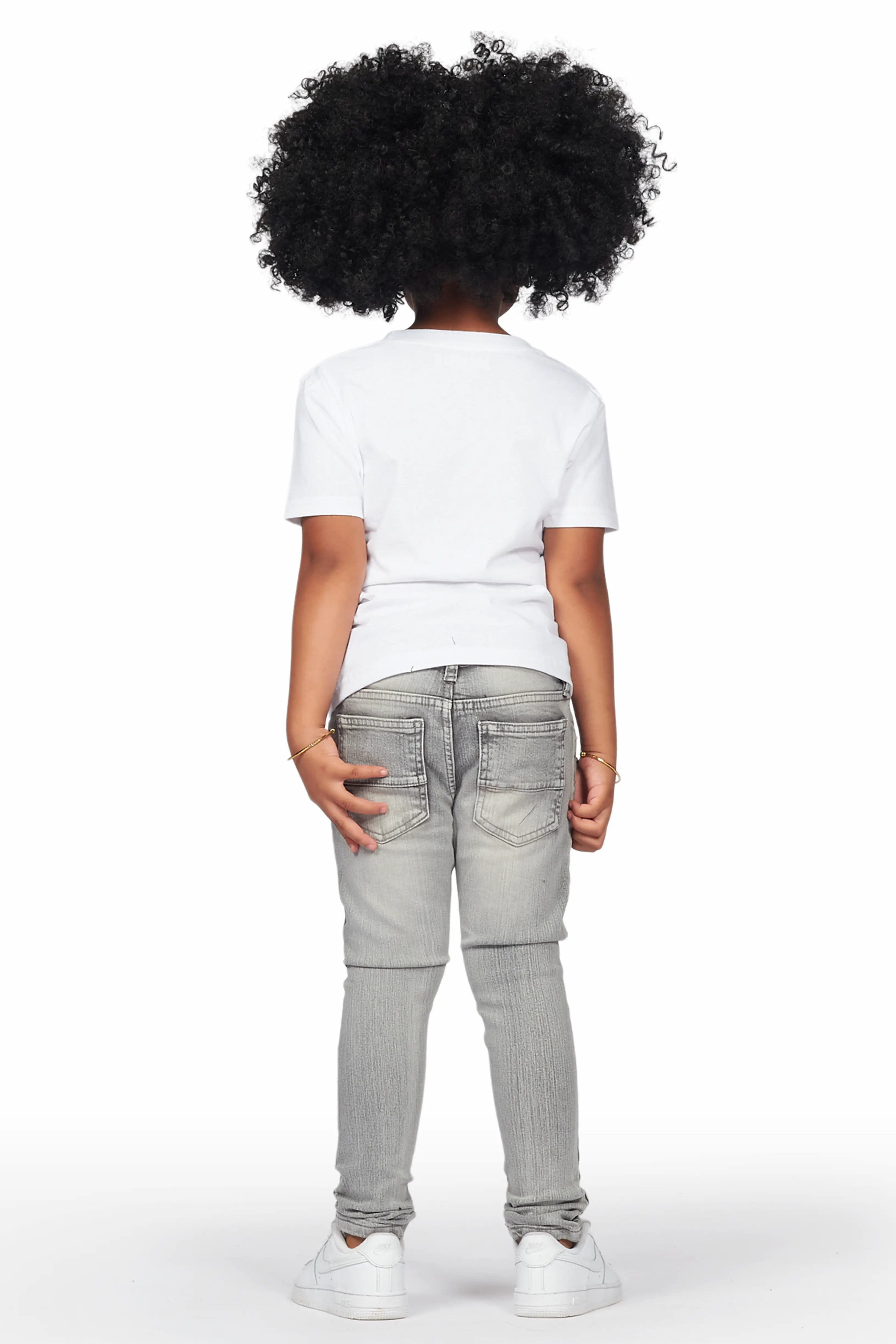 Girls Hadia Grey Ripped Skinny Jean - Image 5