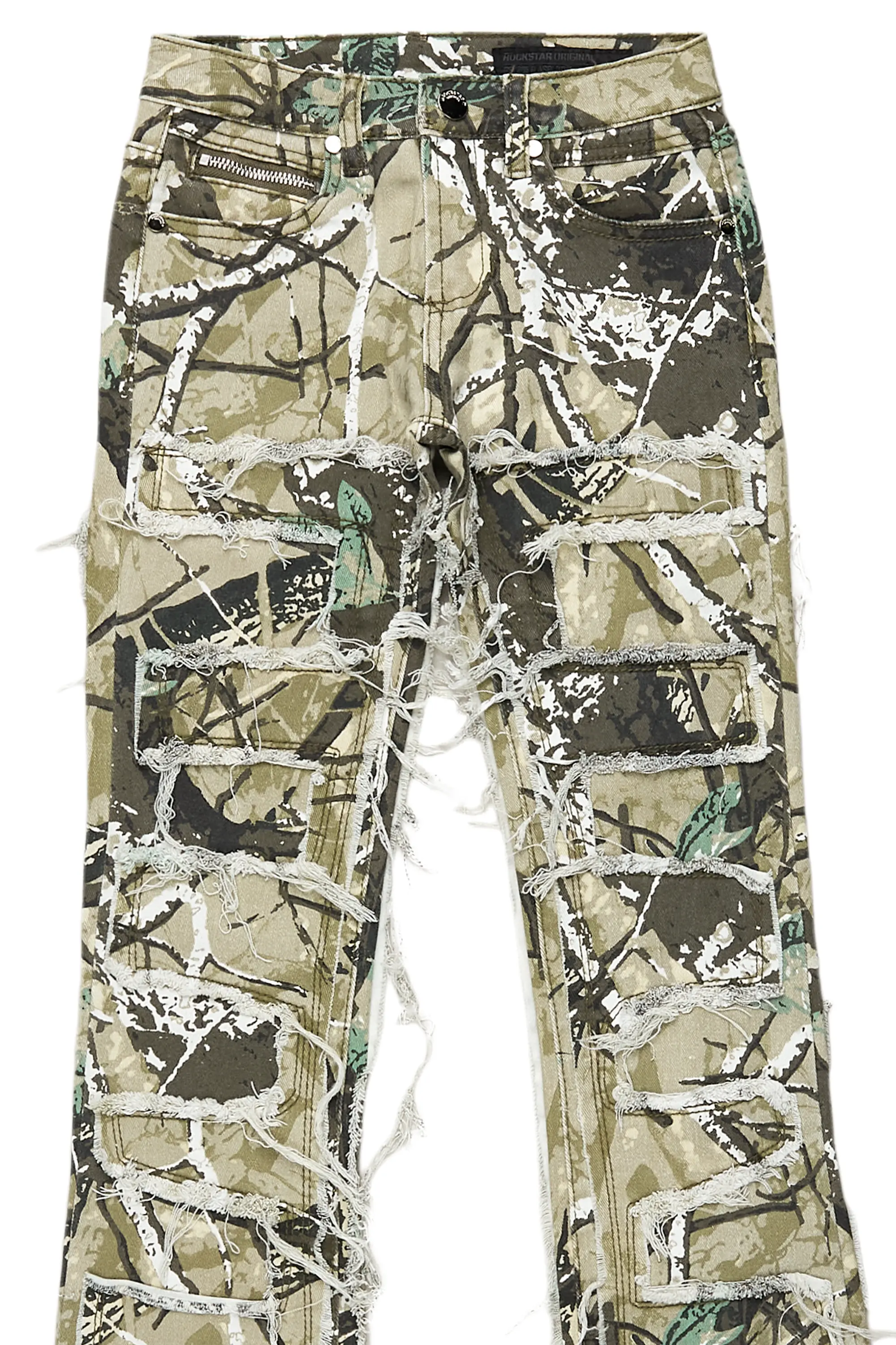 Girls Zariyah Tree Camo Stacked Flare Jean - Image 2