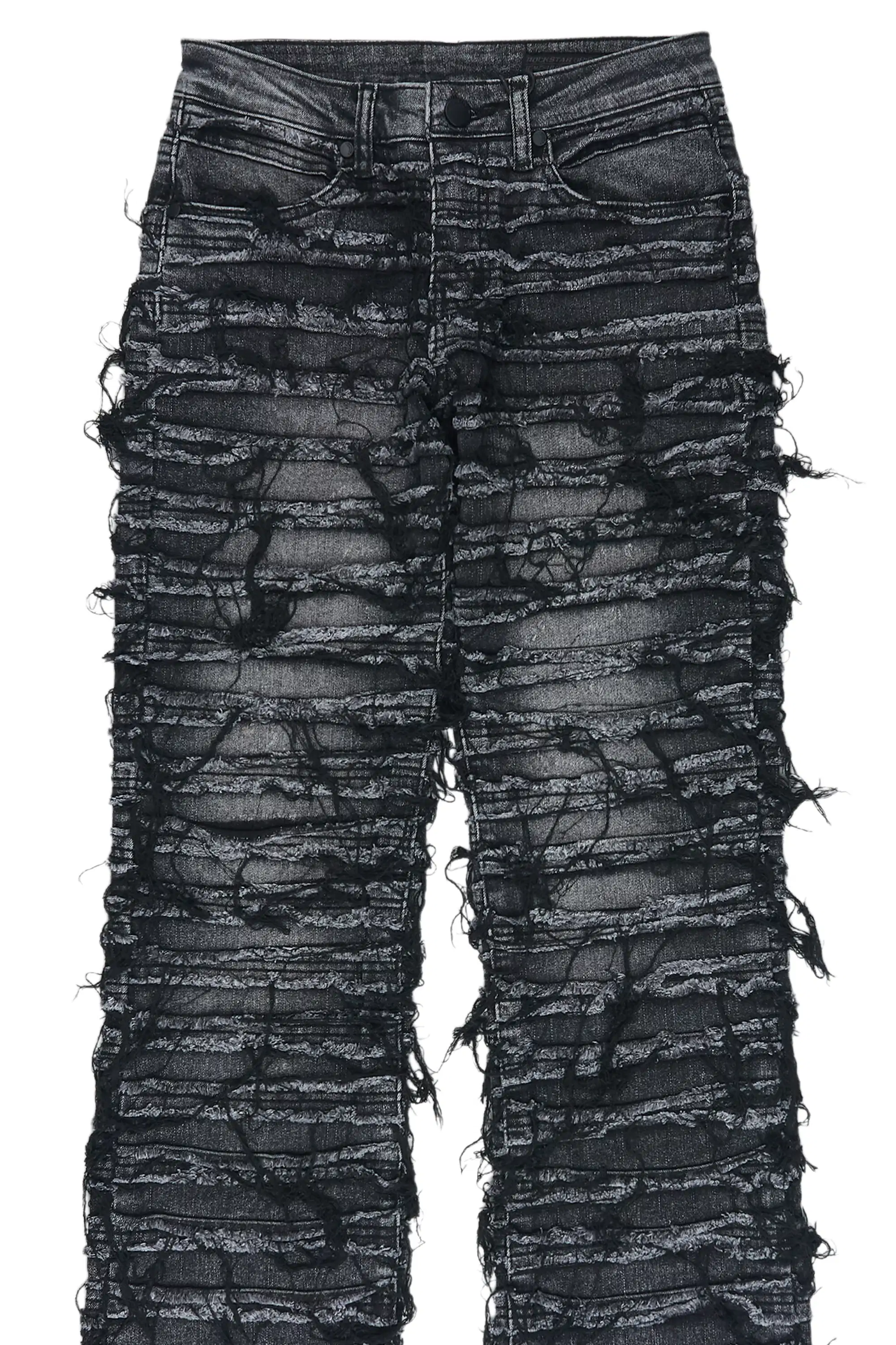 Girls Melany Grey Stacked Flare Jean - Image 2