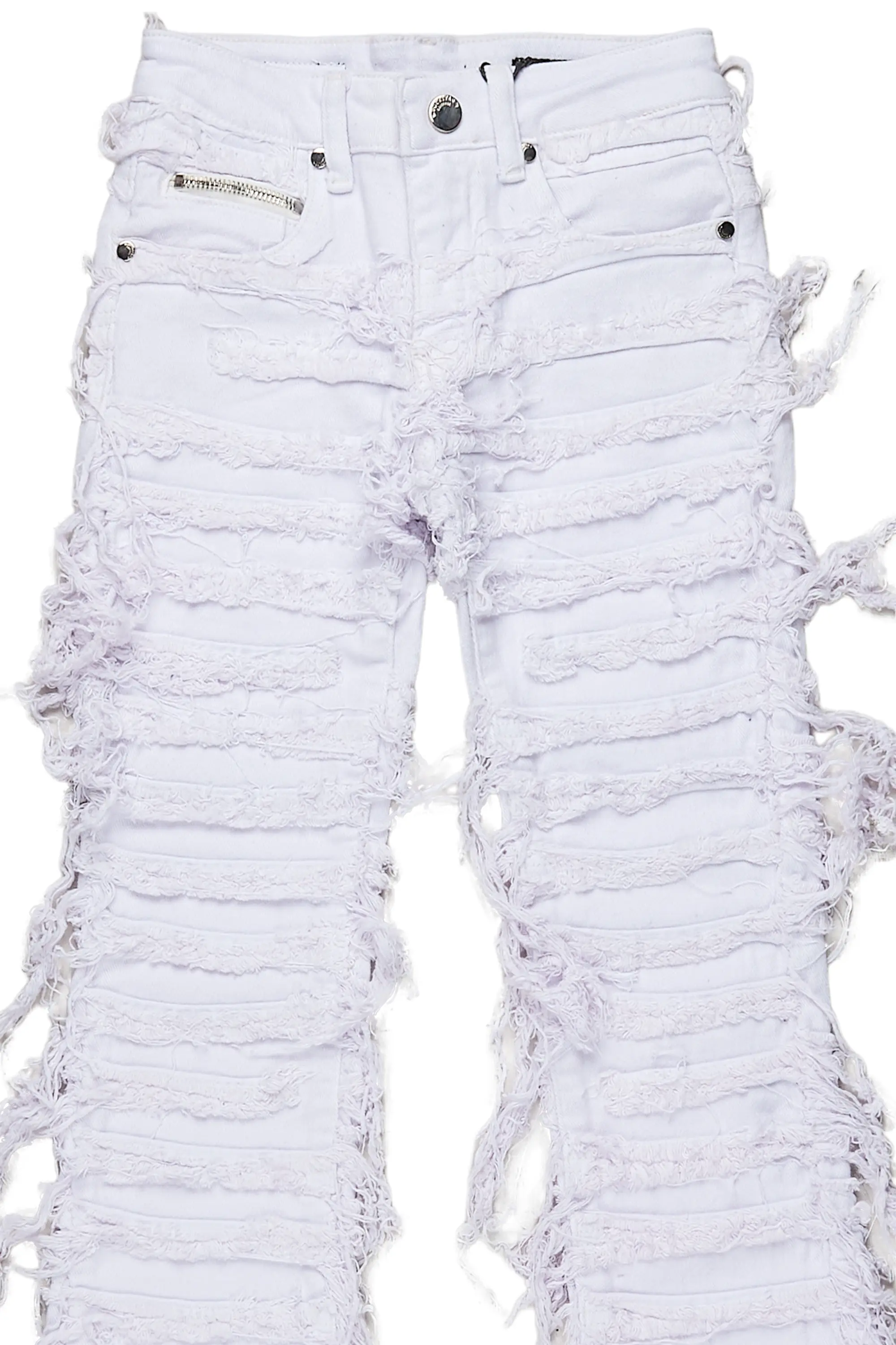 Girls Bliss White Stacked Flare Jean - Image 2